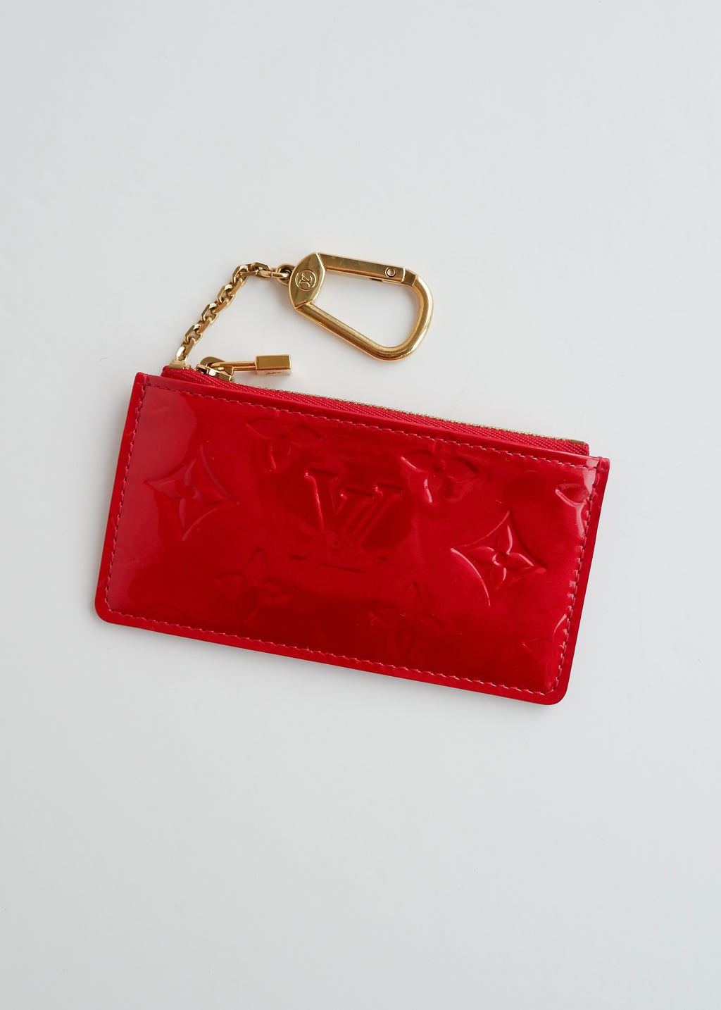 Authentic Preowned Louis Vuitton Monogram Red Vernis Pochette Cle