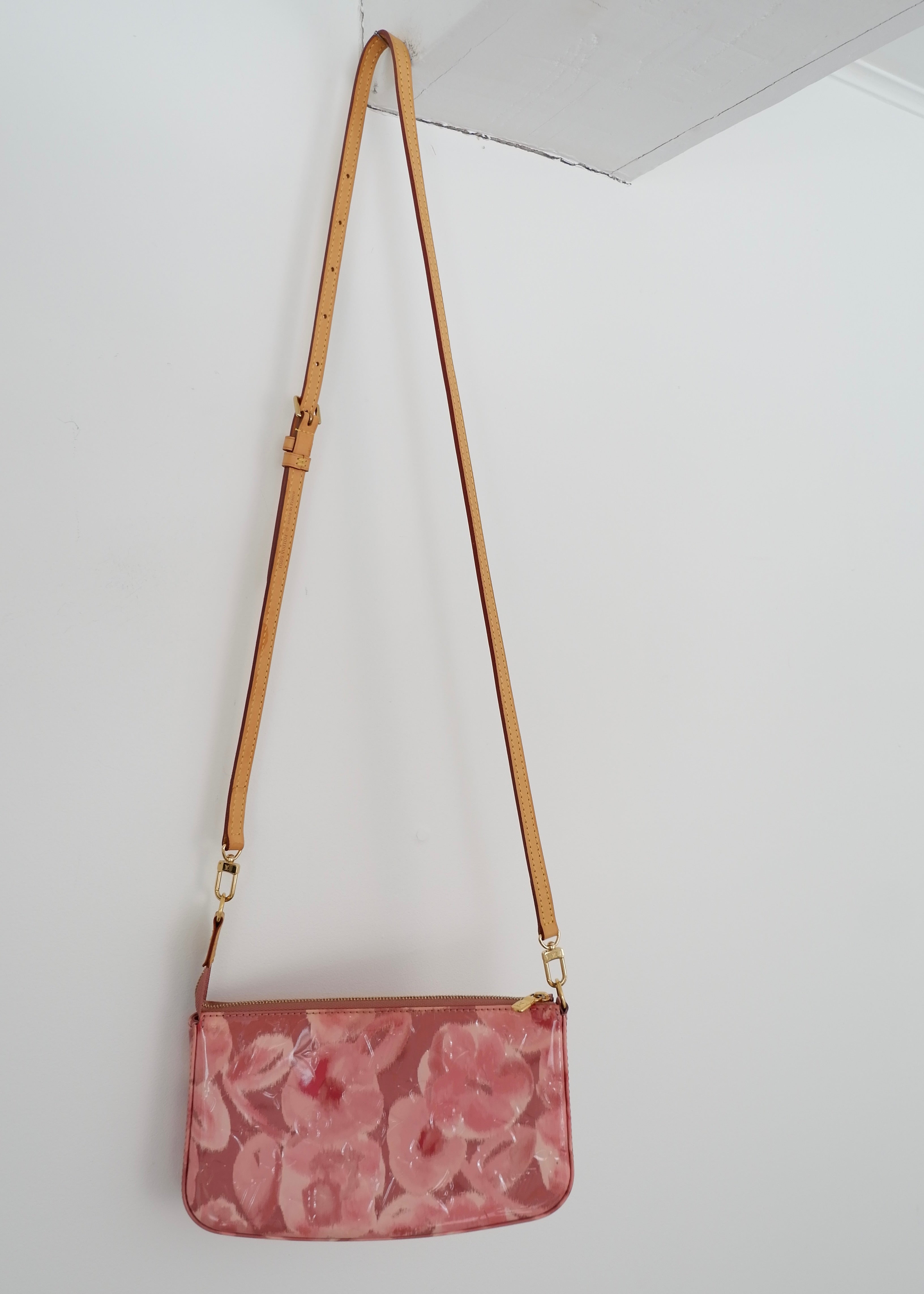 Authentic Preowned Louis Vuitton Limited Edition Rose Velours Monogram Ikat Pochette Crossbody Bag