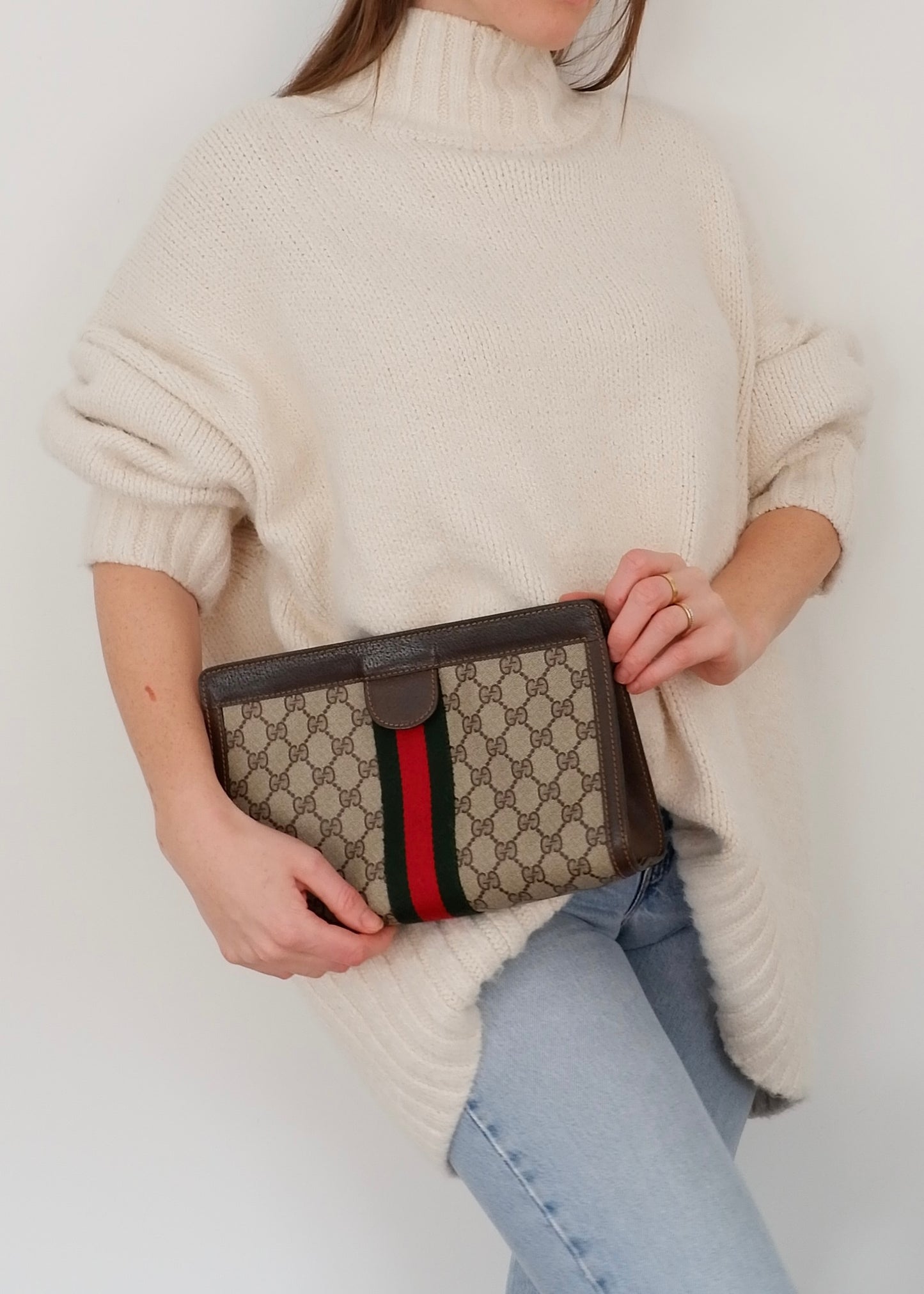 Authentic Preowned Vintage Gucci Sherry Line Clutch