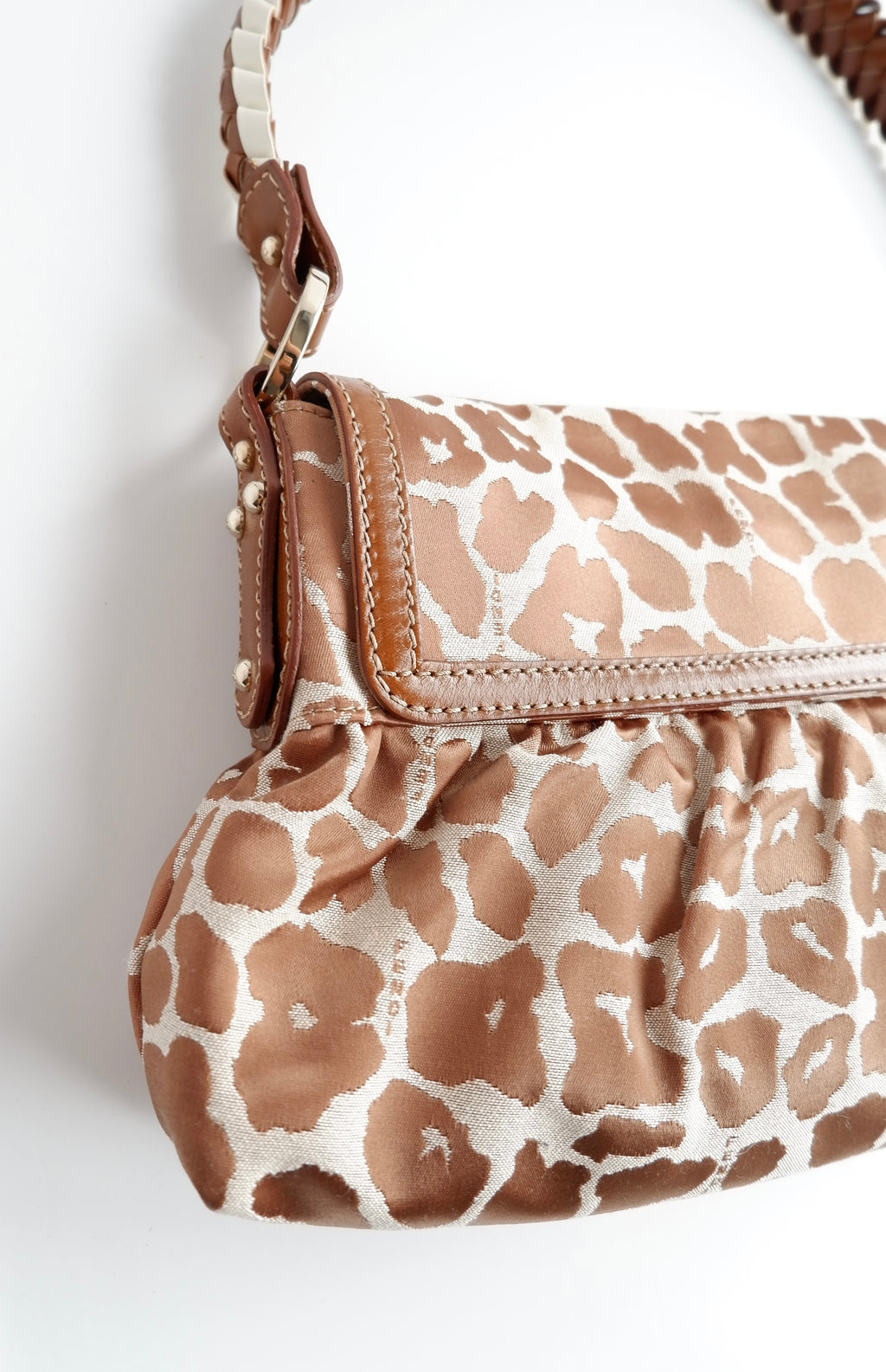 Authentic Preowned Fendi Brown Leopard Fabric Chef Shoulder Bag
