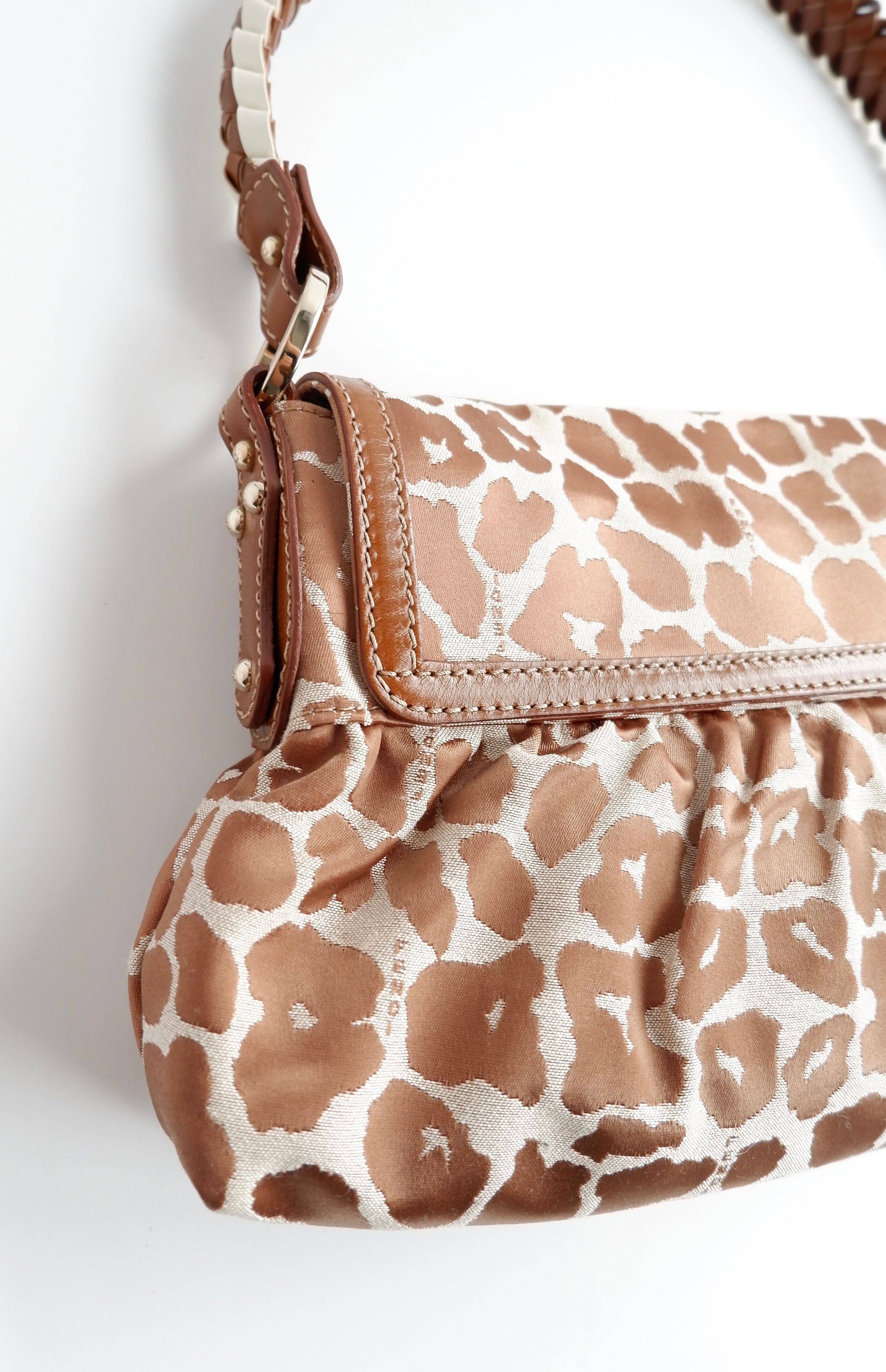 Authentic Preowned Fendi Brown Leopard Fabric Chef Shoulder Bag