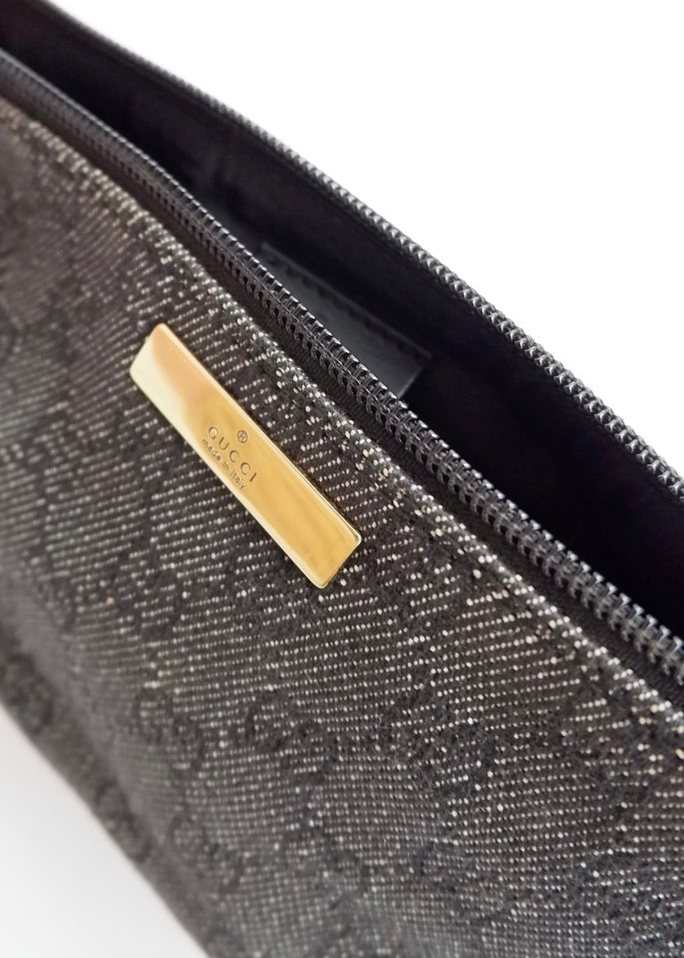 Authentic Preowned Gucci Black GG Canvas Boat Pochette