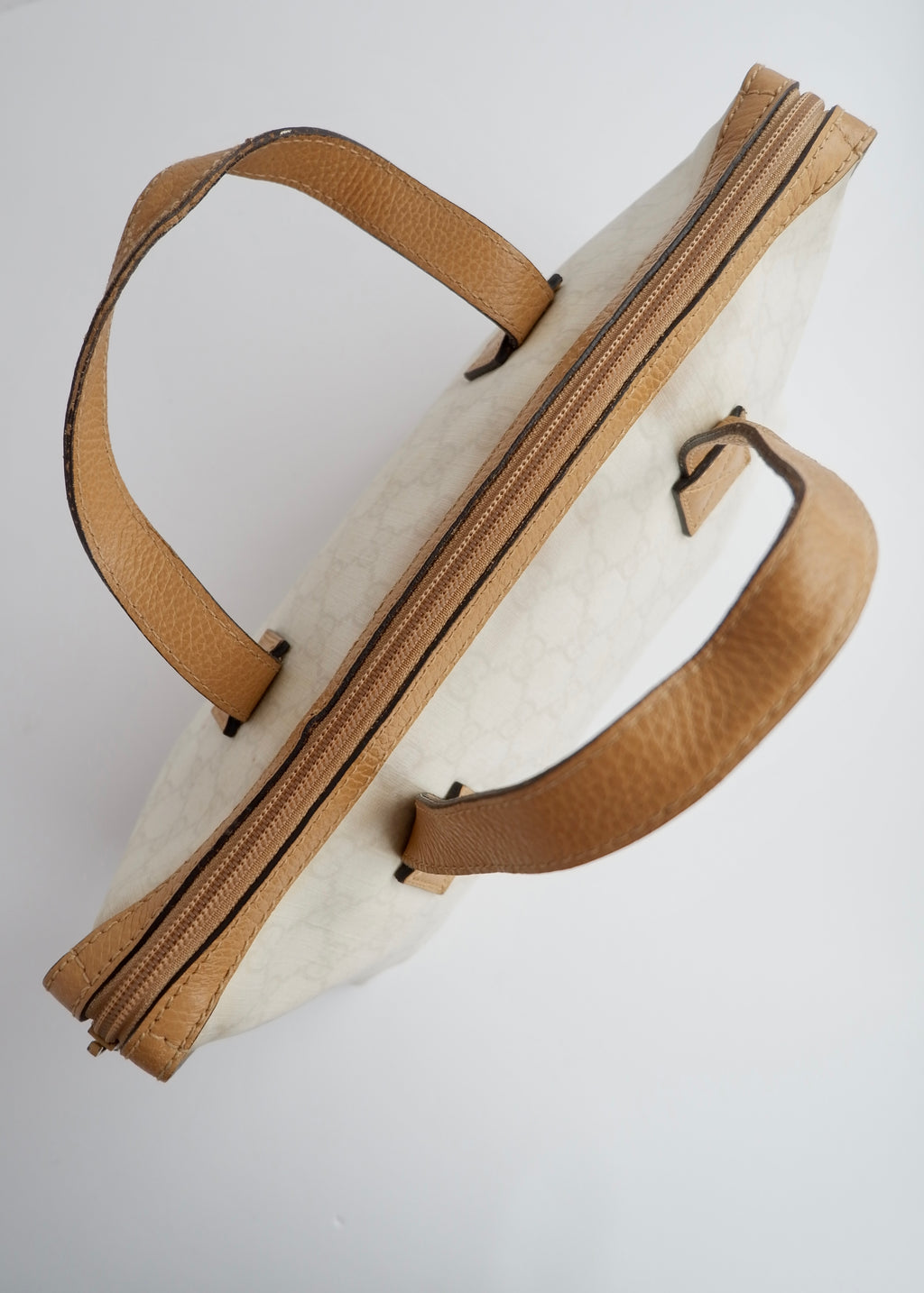 Authentci Preowned Gucci White GG Canvas East West Handbag