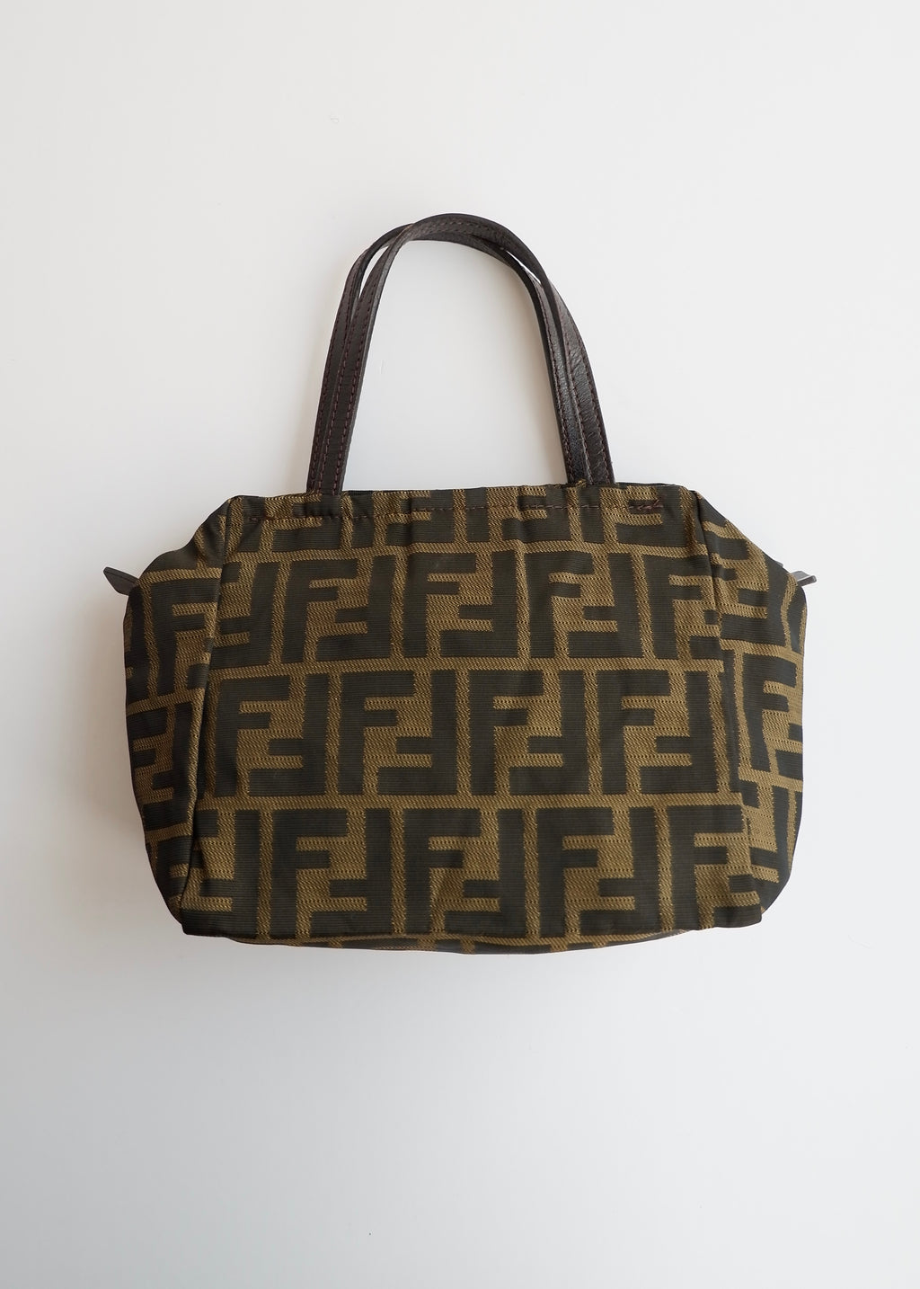 Authentic Preowned Vintage Fenci Brown Canvas Zucca Mini Handbag