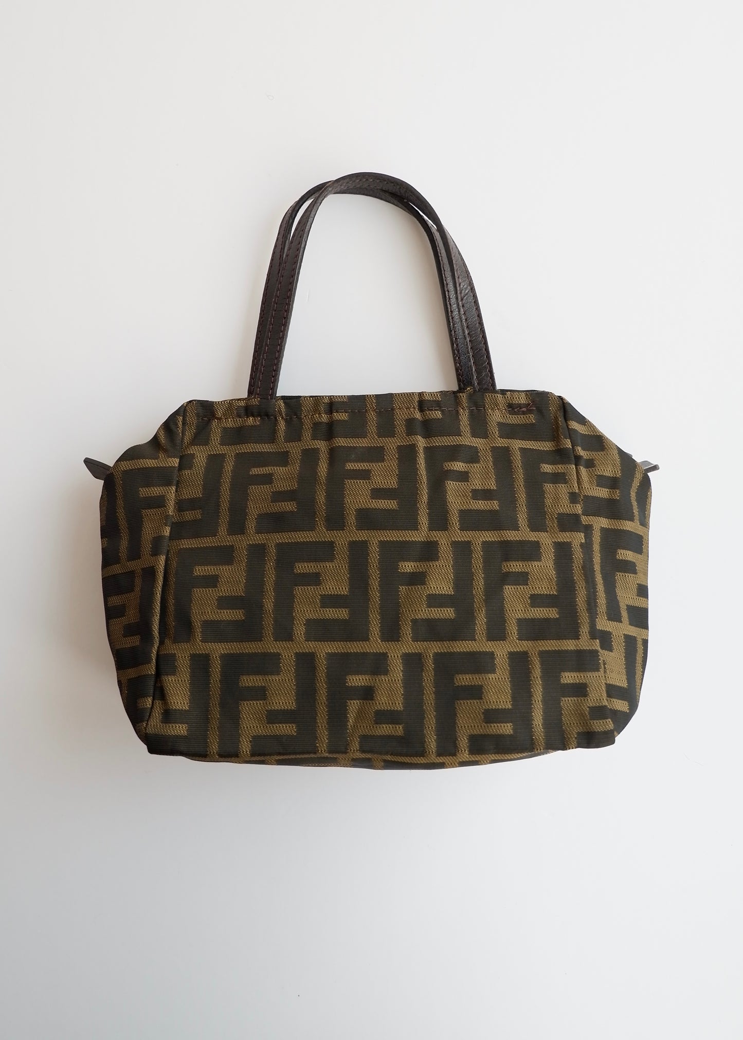 Authentic Preowned Vintage Fenci Brown Canvas Zucca Mini Handbag