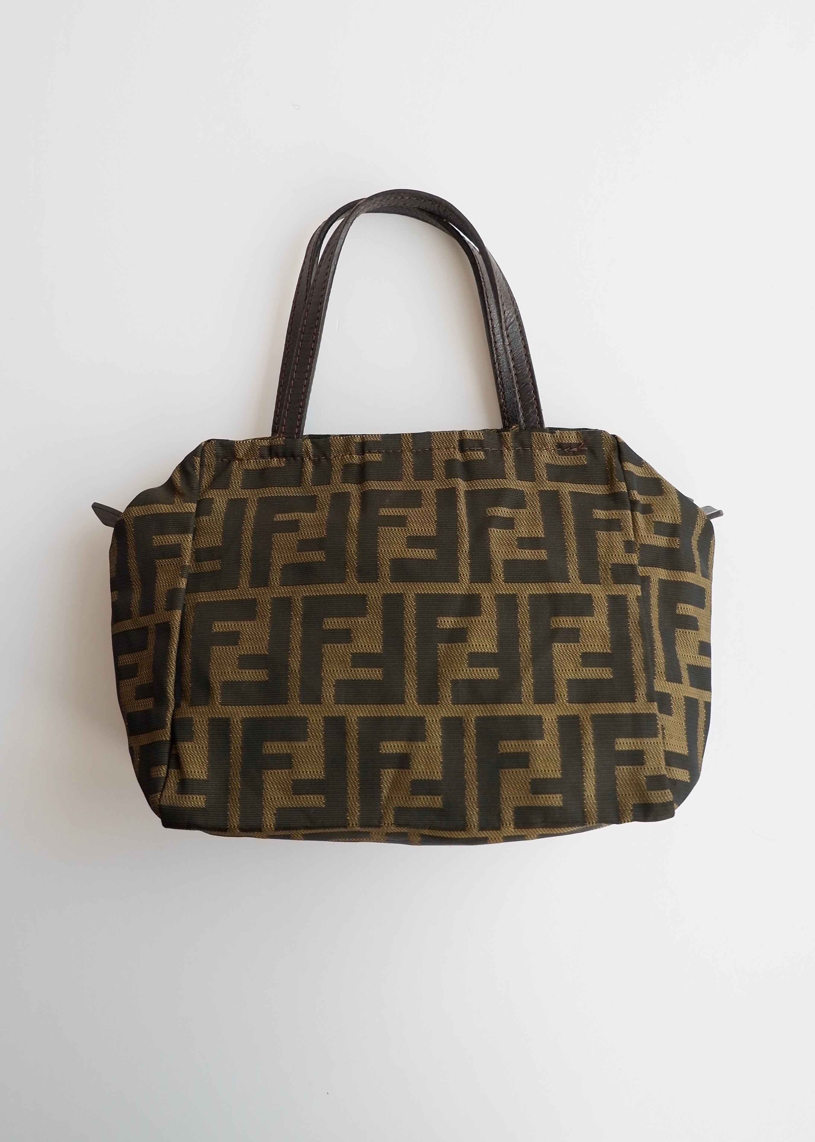 Authentic Preowned Vintage Fenci Brown Canvas Zucca Mini Handbag