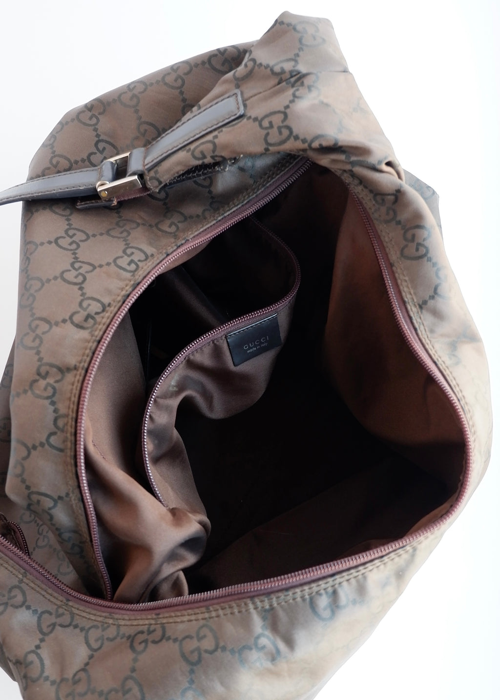Authentic Preowned Gucci Brown GG Nylon Extra Large Hobo Bag