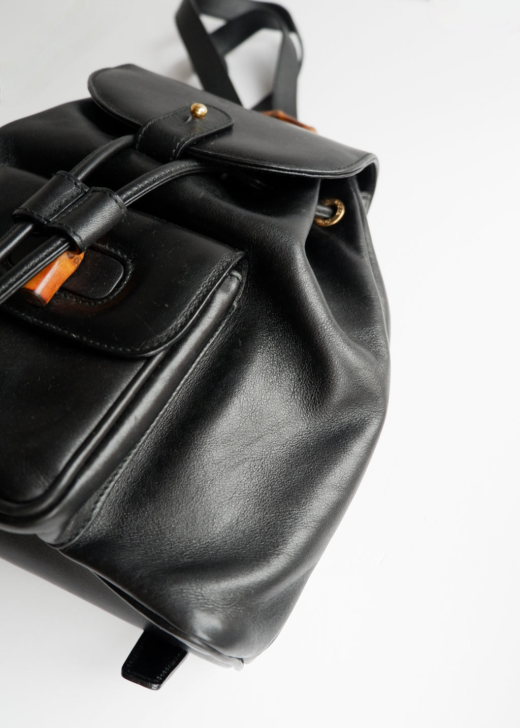 Preowned Gucci Black Leather Bamboo Micro Backpack