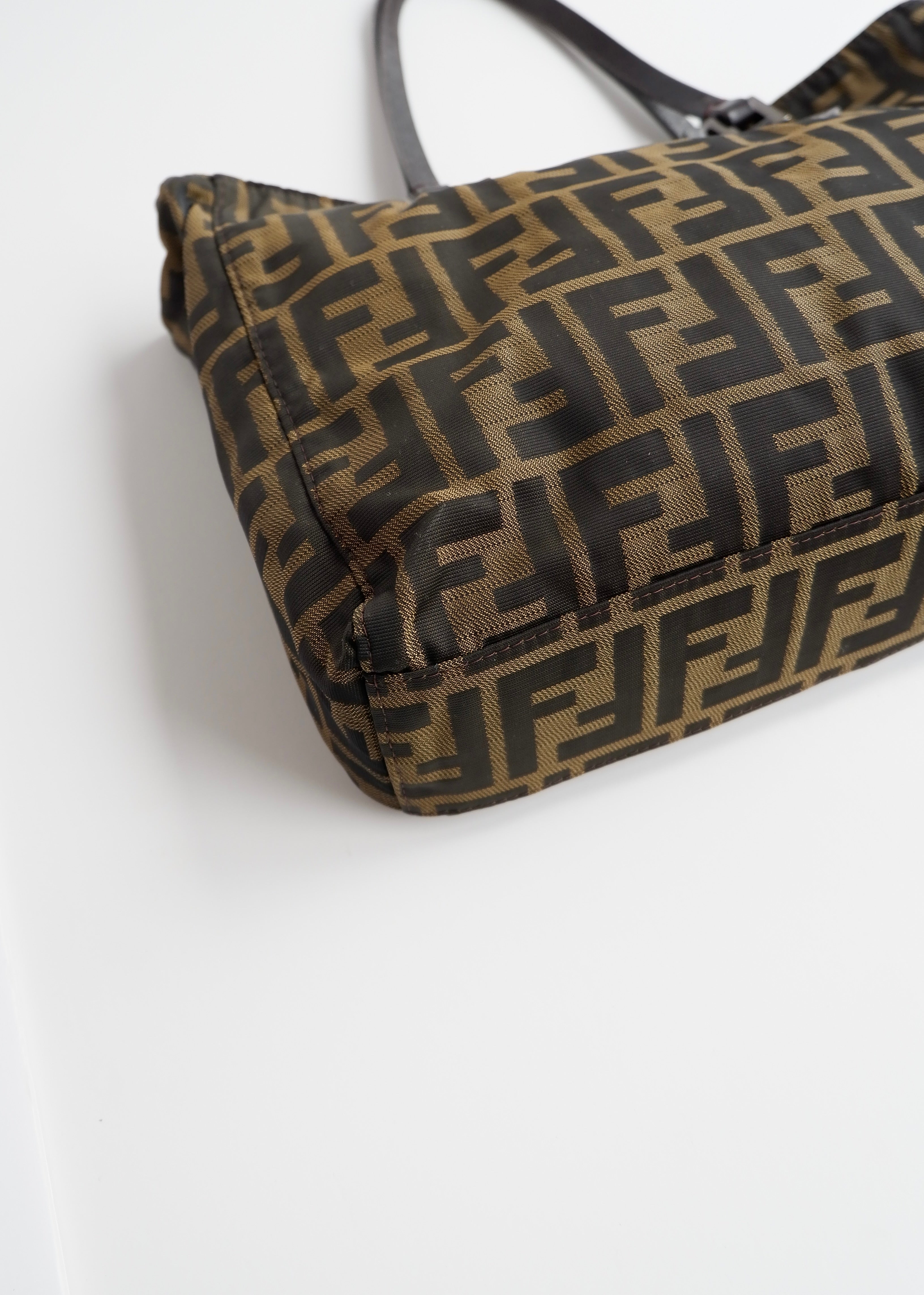 Authentic Preowned Vintage Fendi Brown Zucca Canvas Handbag