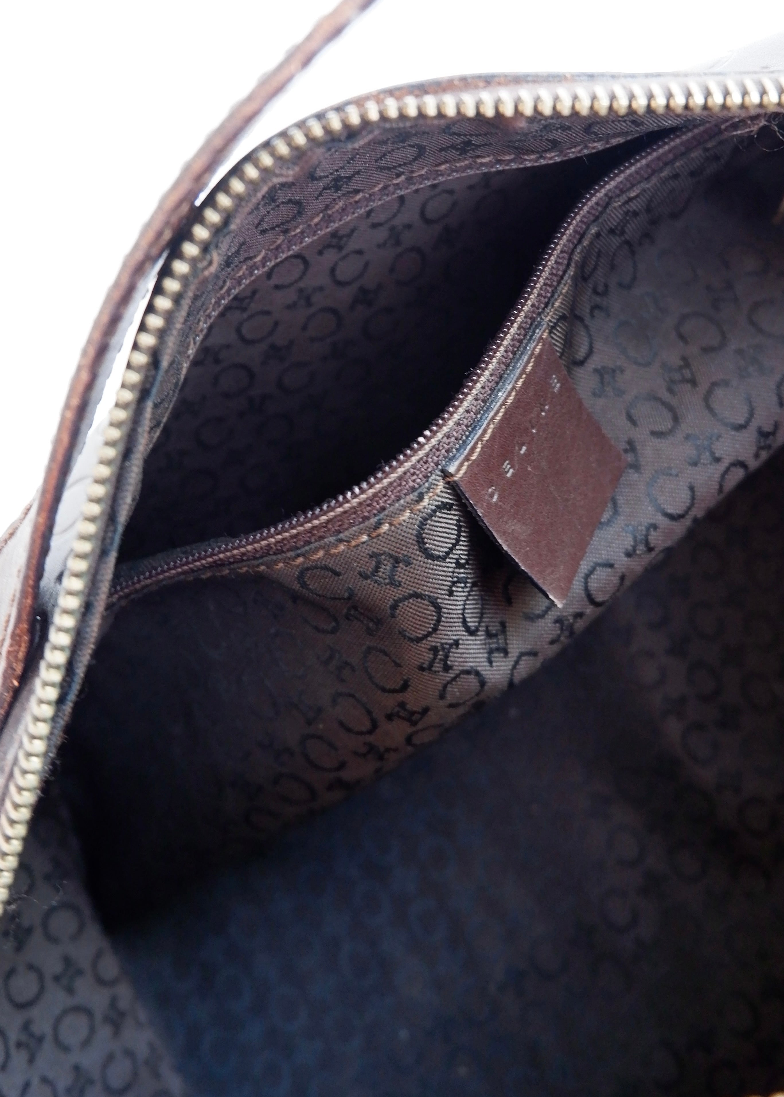Preowned Vintage Celine Brown Leather Top Handle Cubic Bag