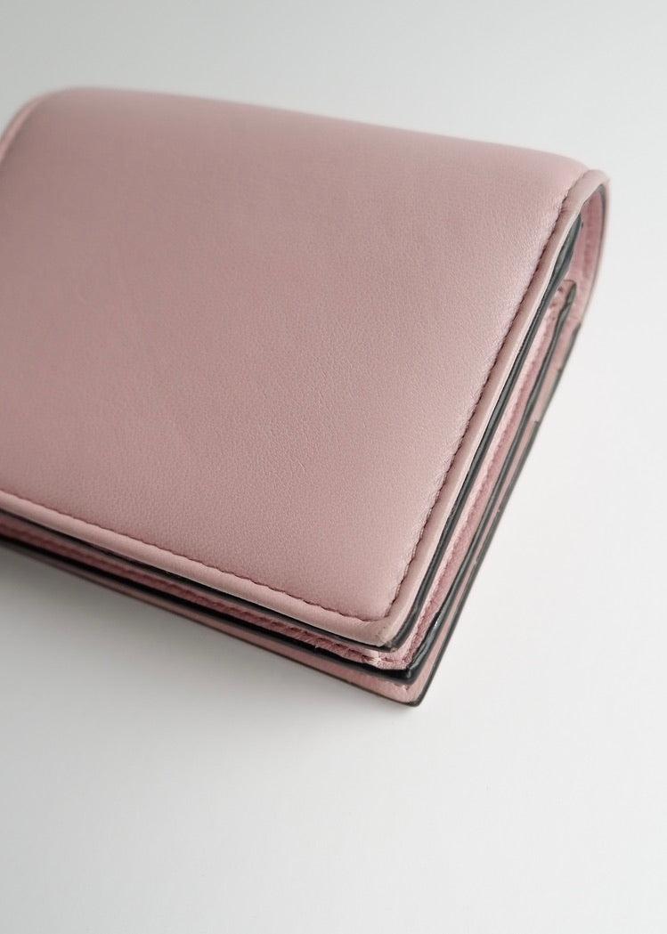 Authentic Preowned Valentino Light Pink Leather Small Nappa Roman Stud Bi-Fold Wallet