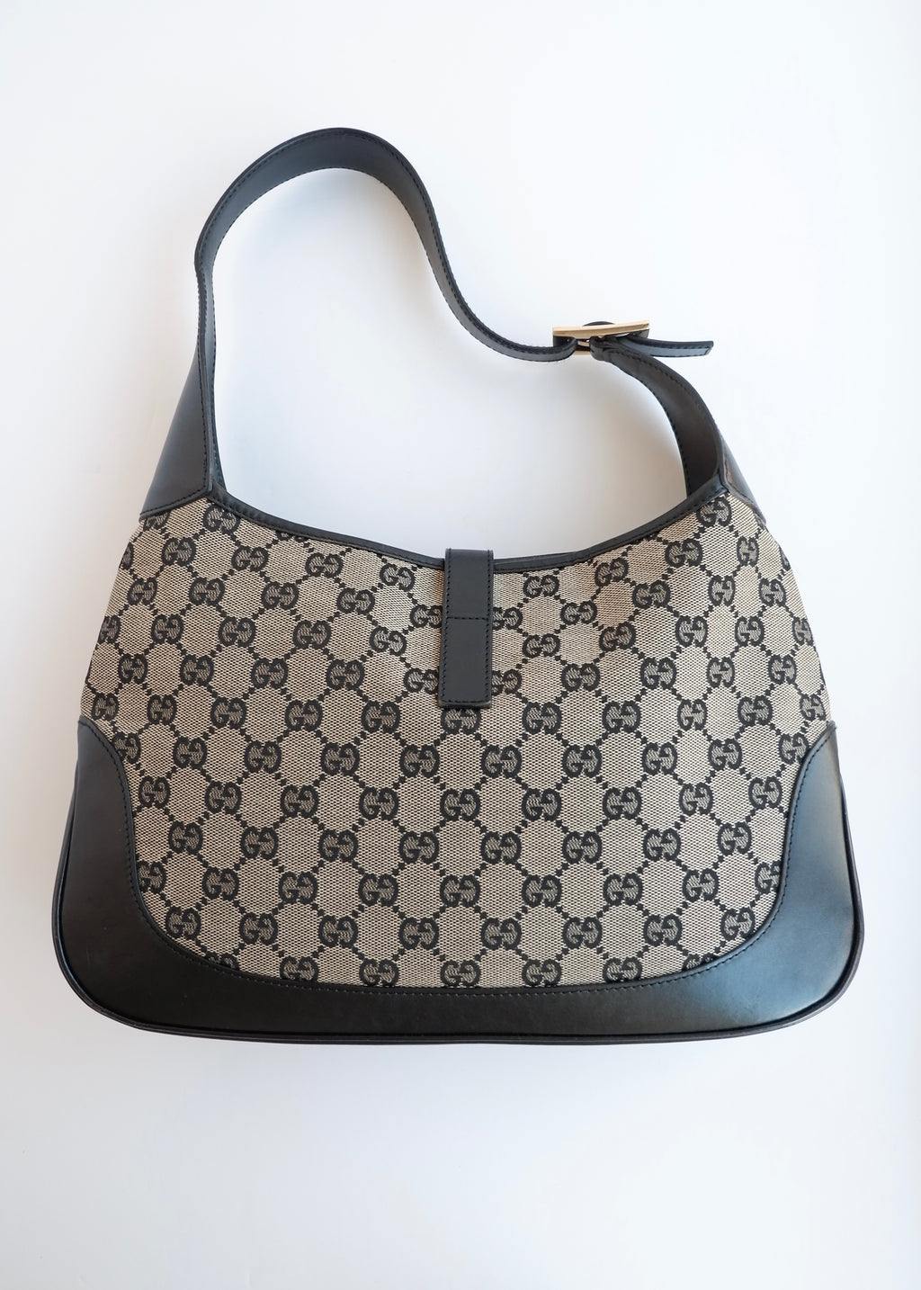 Authentic Preowned Gucci Black GG Canvas Jackie Shoulder Bag