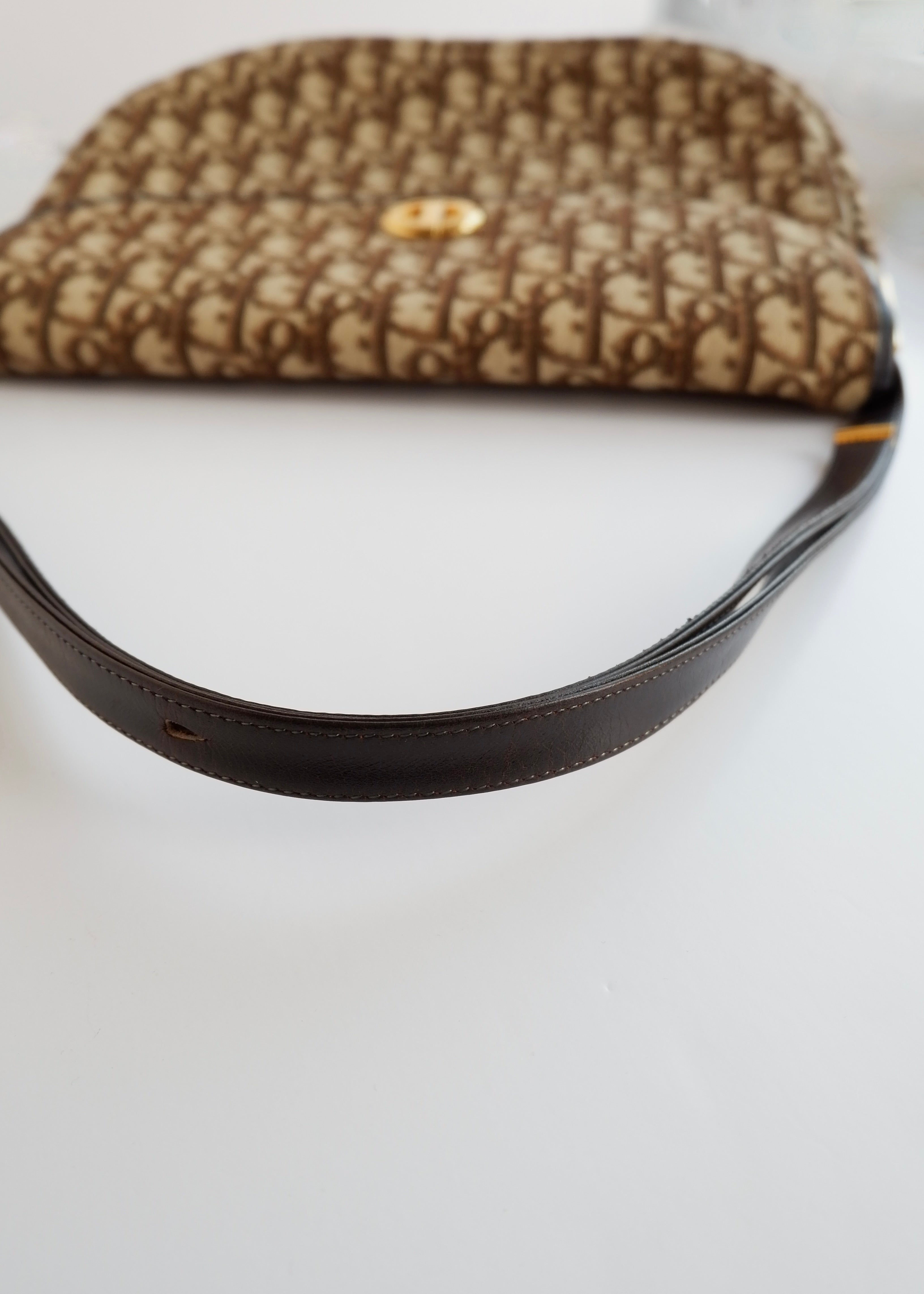 Preowned Vintage Dior Brown Trotter Shoulder Bag