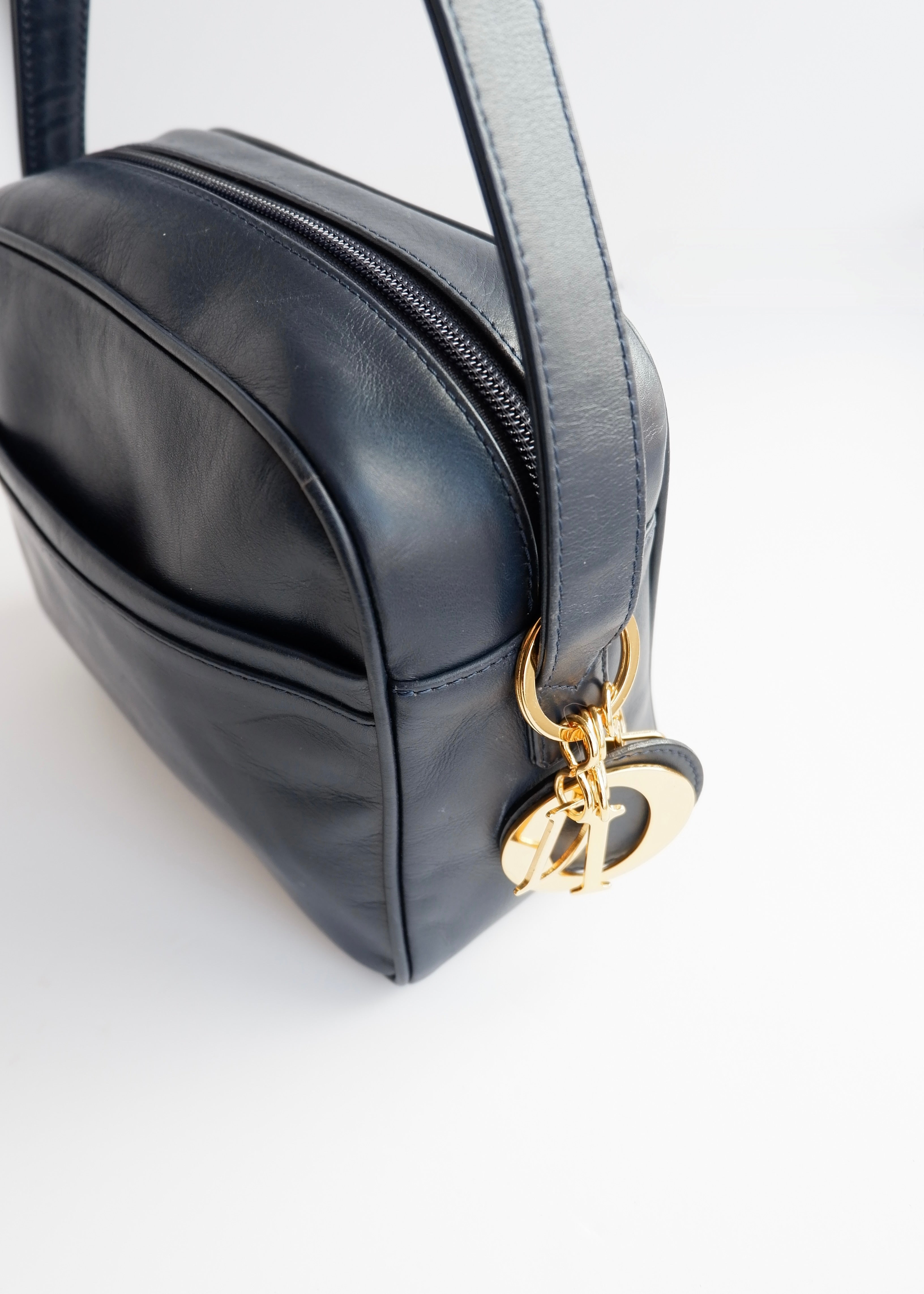 Authentic Preowned Vintage Christian Dior Navy Leather Crossbody Bag