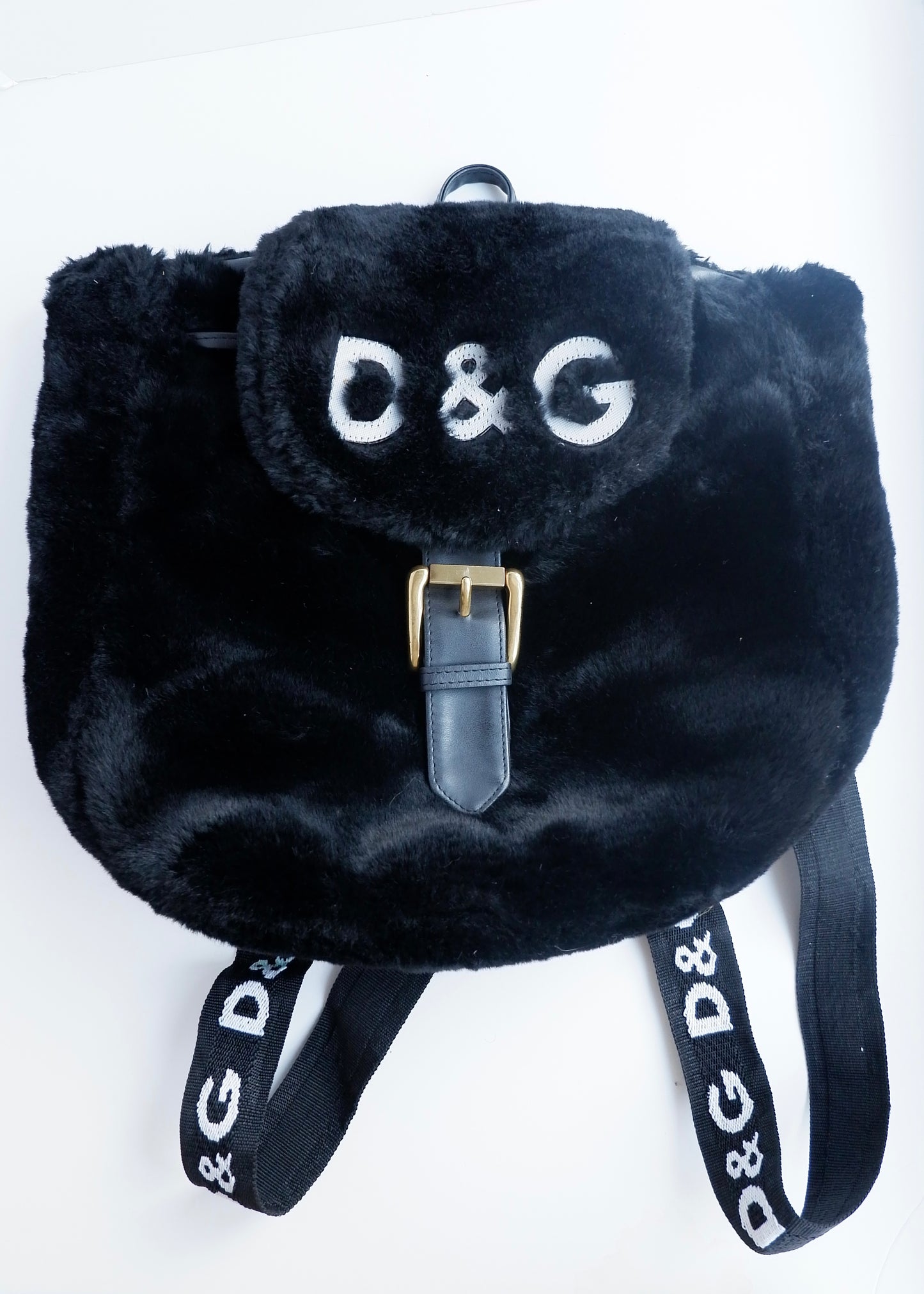 Authentic Preowned D&G Black/White Faux Fur Backpack