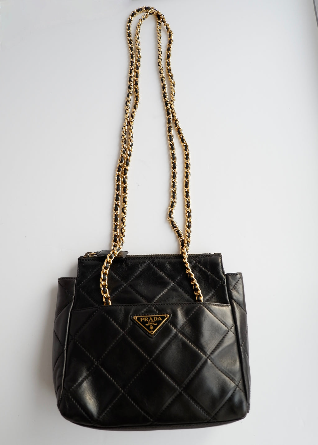 Authentic Preowned Prada Black Quilted Leather Chain Shoulder Bag