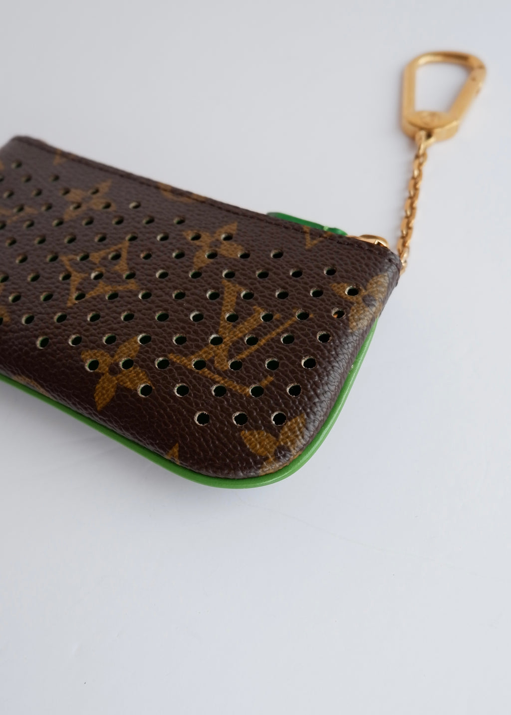 Authentic Preowned Louis Vuitton Limited Edition Monogram Green Perforated Pochette Cle