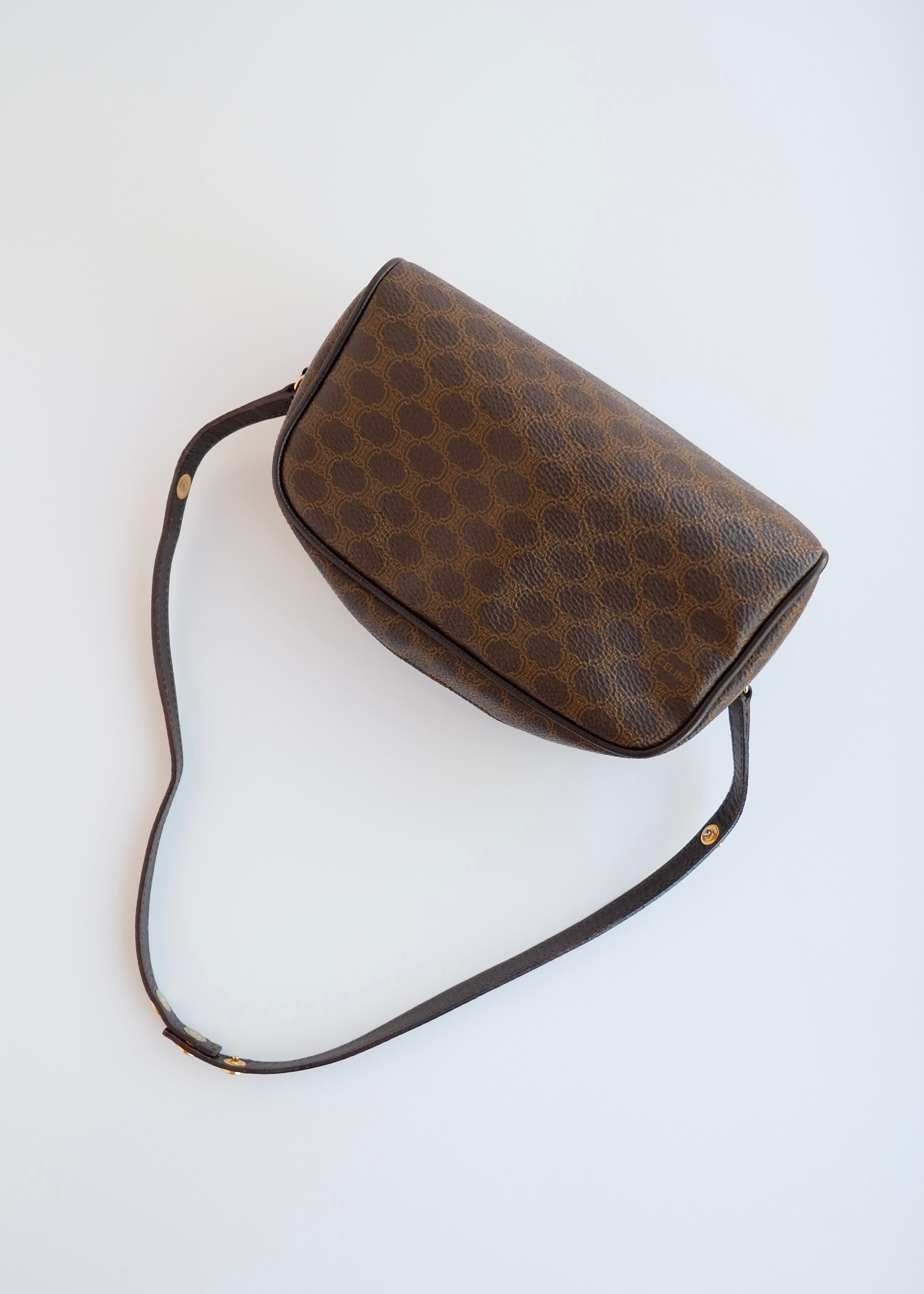 Authentic Preowned Vintage Celine Brown Coated Canvas Macadam Micro Shoulder Bag
