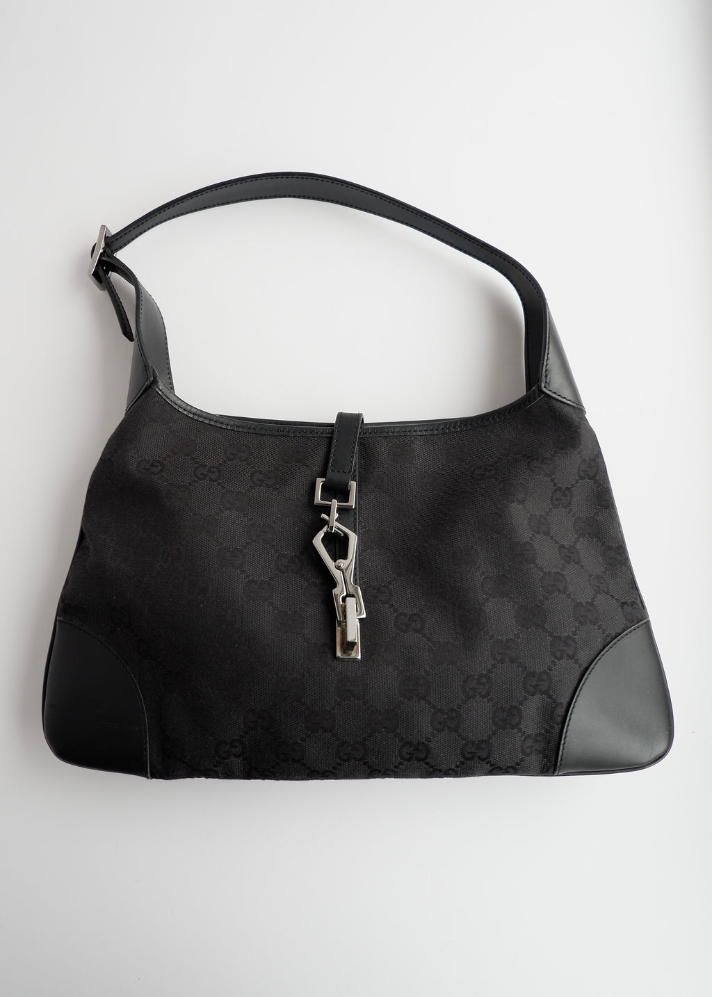 Authentic Preowned Gucci Black GG Canvas Jackie Shoulder Bag