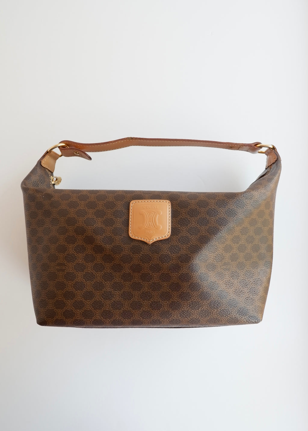 Preowned Vintage Celine Brown Macadam Print Shoulder Bag