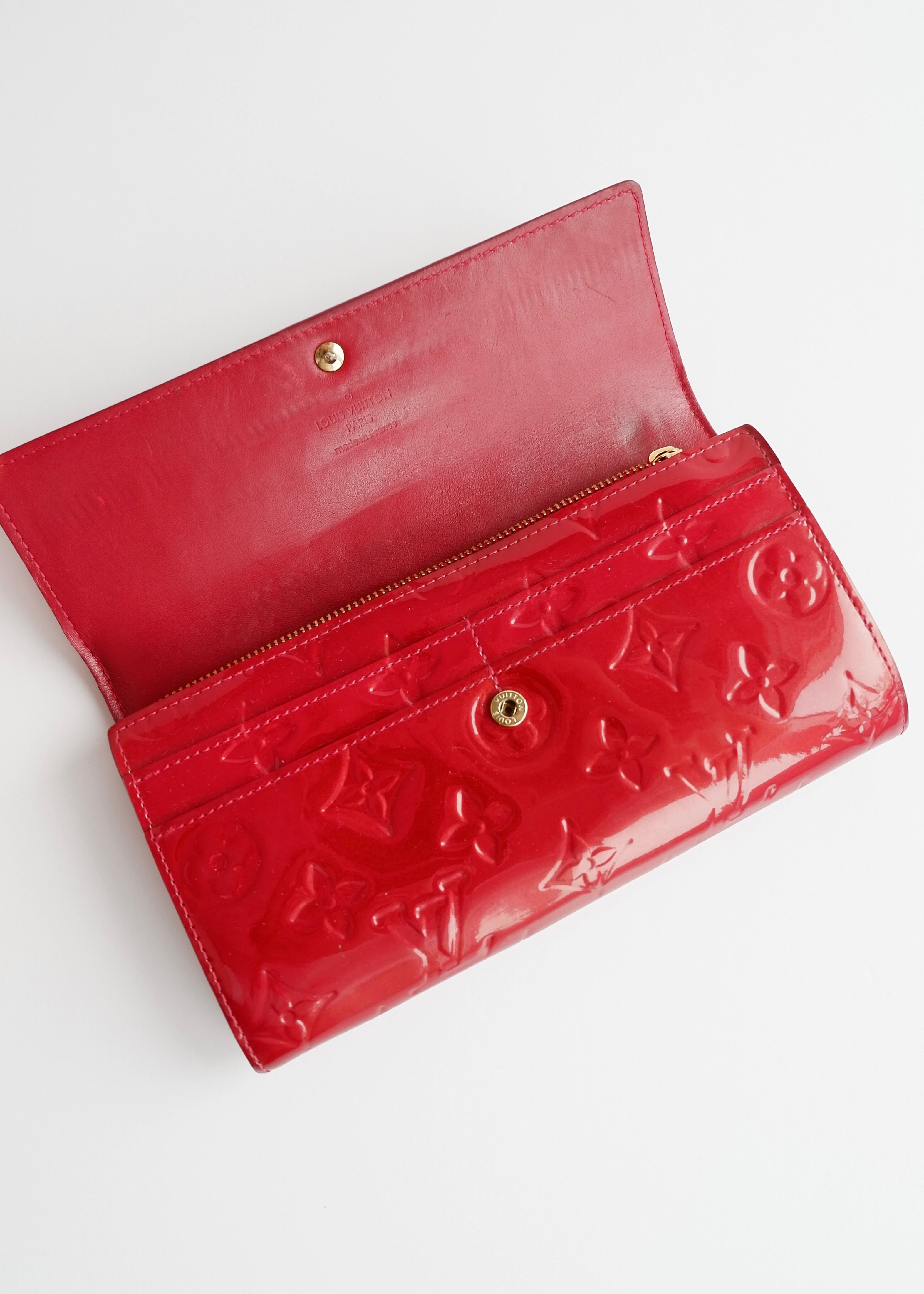 Authentic Preowned Louis Vuitton Red Monogram Vernis Long Sarah Wallet