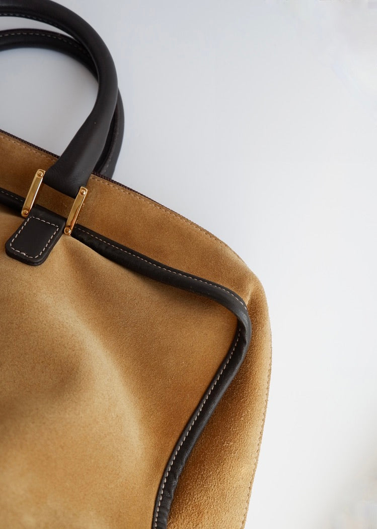 Sac à main Loewe Amazona Grand Modèle en Daim Marron Authentique d'Occasion
