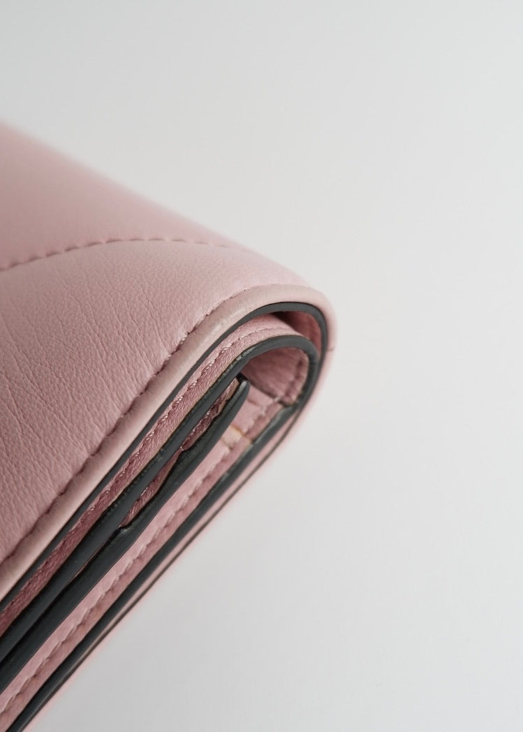 Authentic Preowned Valentino Light Pink Leather Small Nappa Roman Stud Bi-Fold Wallet