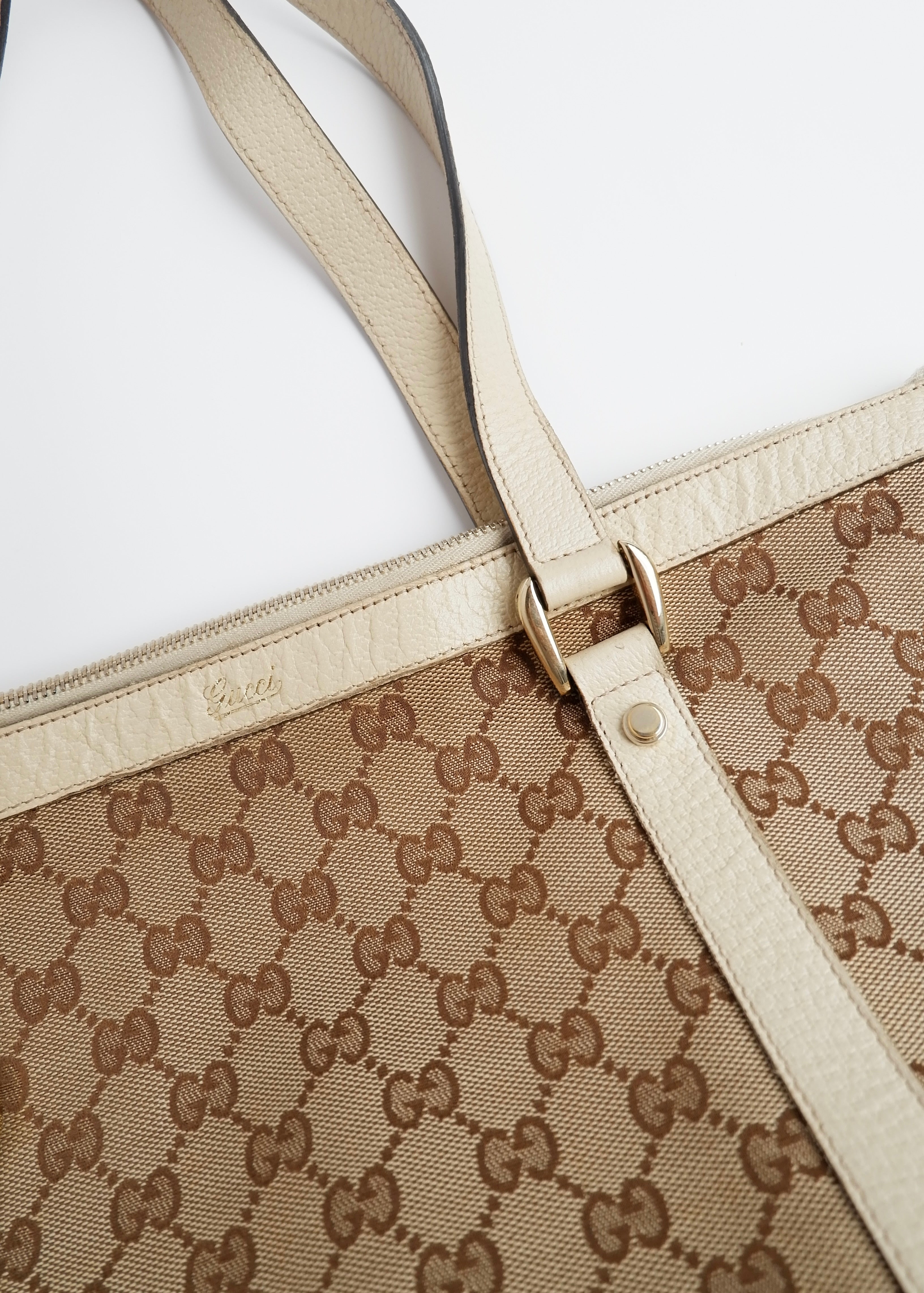 Authentic Preowned Gucci White GG Canvas Shoulder Bag