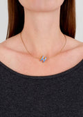 Authentic Preowned Hermes Yellow Gold/ Blue Laquered H Pendant Necklace