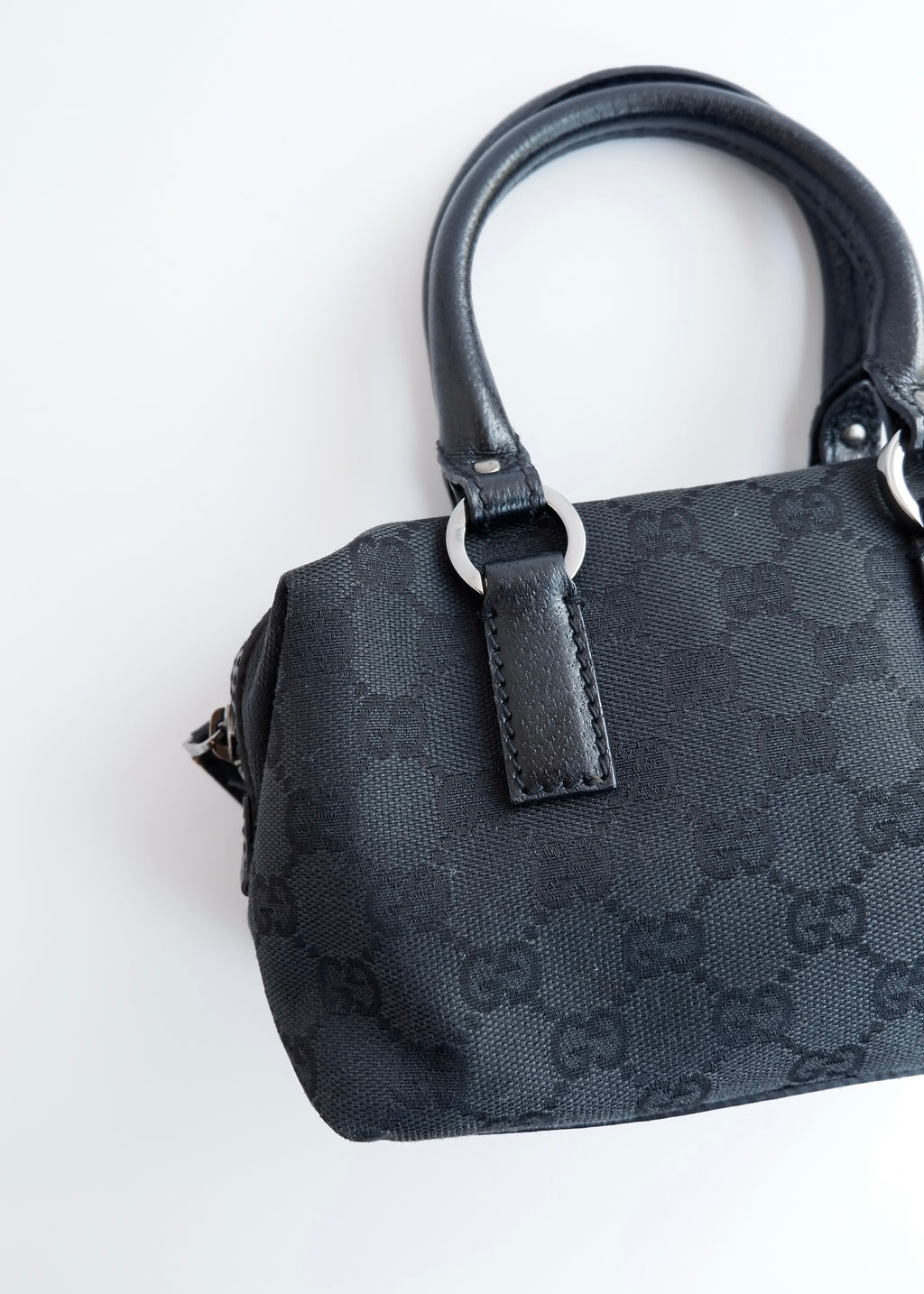 Authentic Preowned Gucci Black GG Canvas Mini Boston Bag