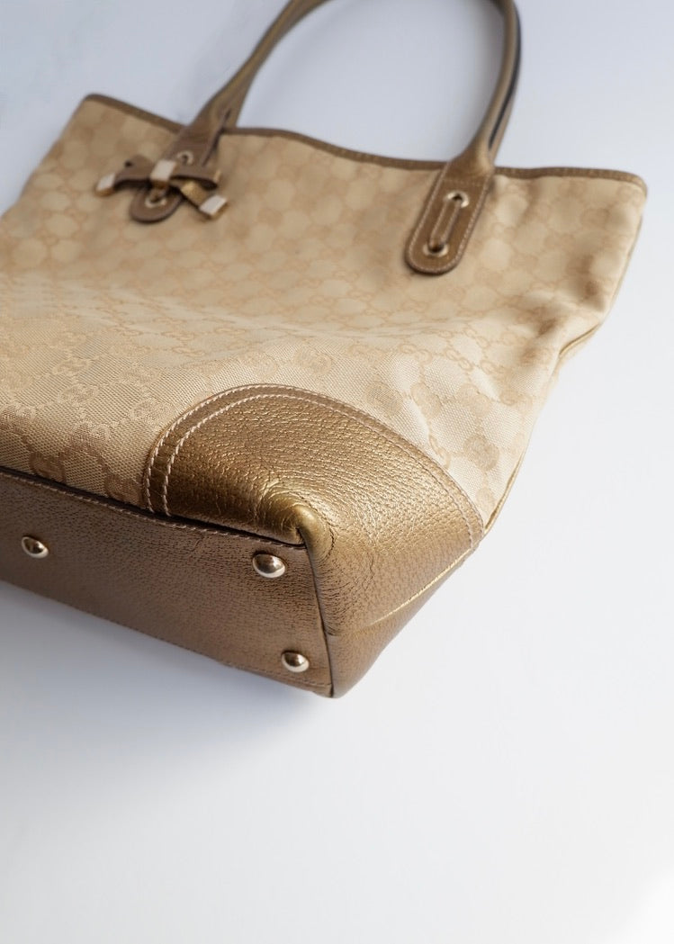 Authentic Preowned Gucci Gold GG Canvas Tote Bag