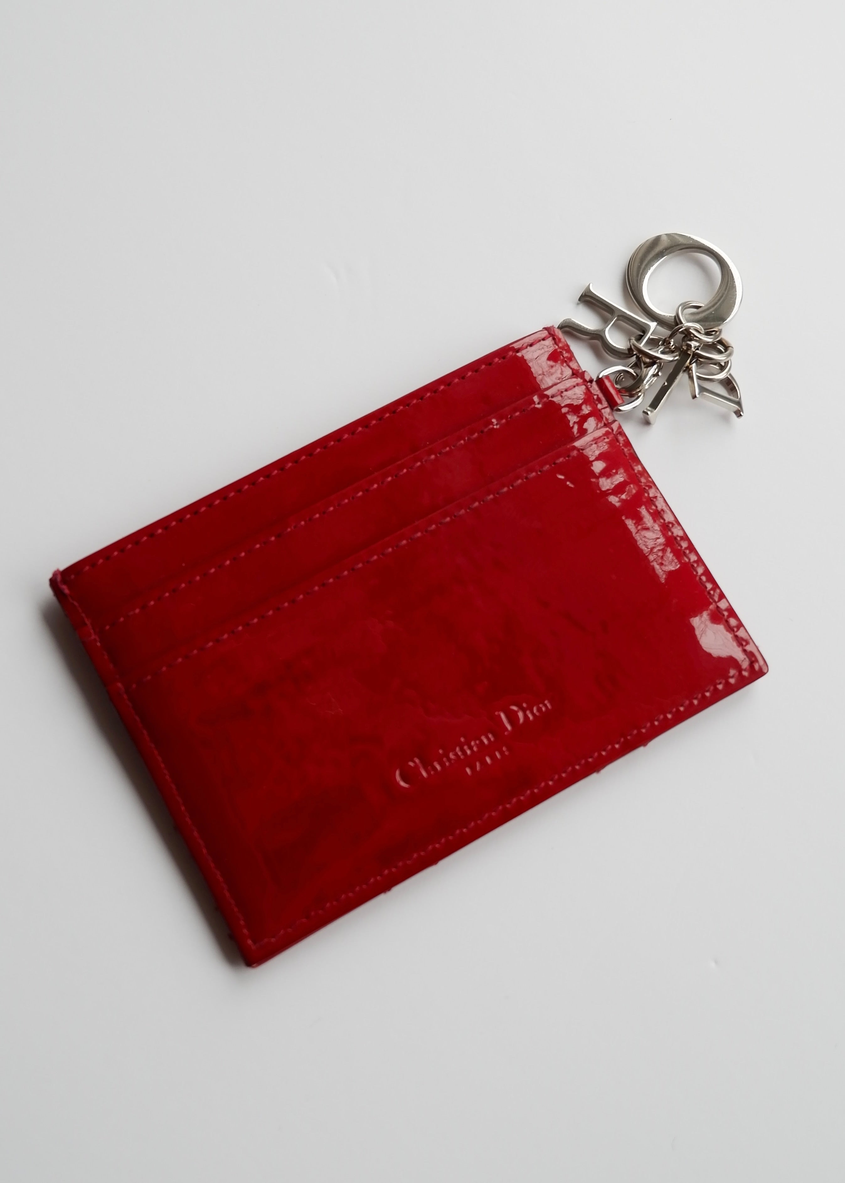 Authentic Preowned Dior Red Patent Leather Card Holder