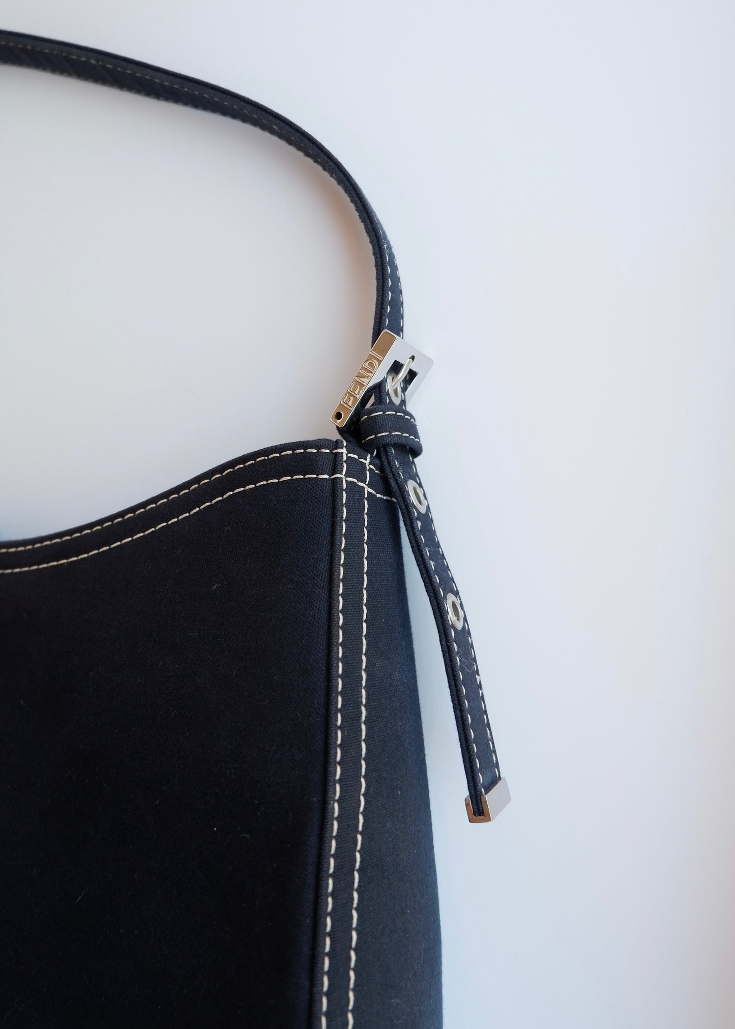 Authentic Preowned Fendi Navy Denim/Canvas Large Shoulder Bag