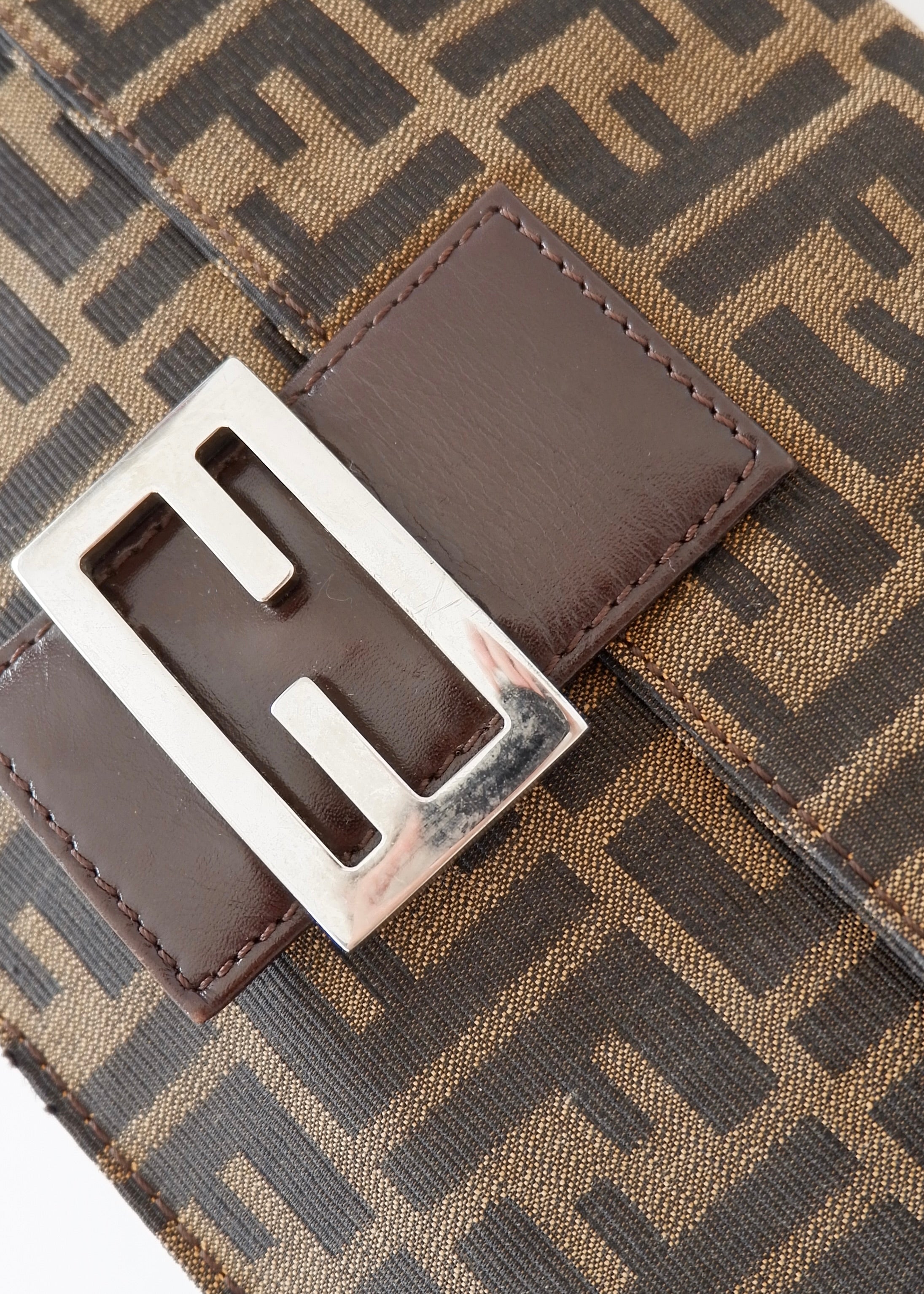 Authentic Preowned Vintage Fendi Brown Zucca Shoulder Bag