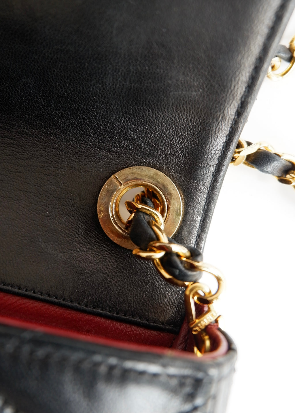 Authentic Preowned Vintage Chanel Black Lambskin Quilted Single Flap Crystal CC Logo Bag GHW
