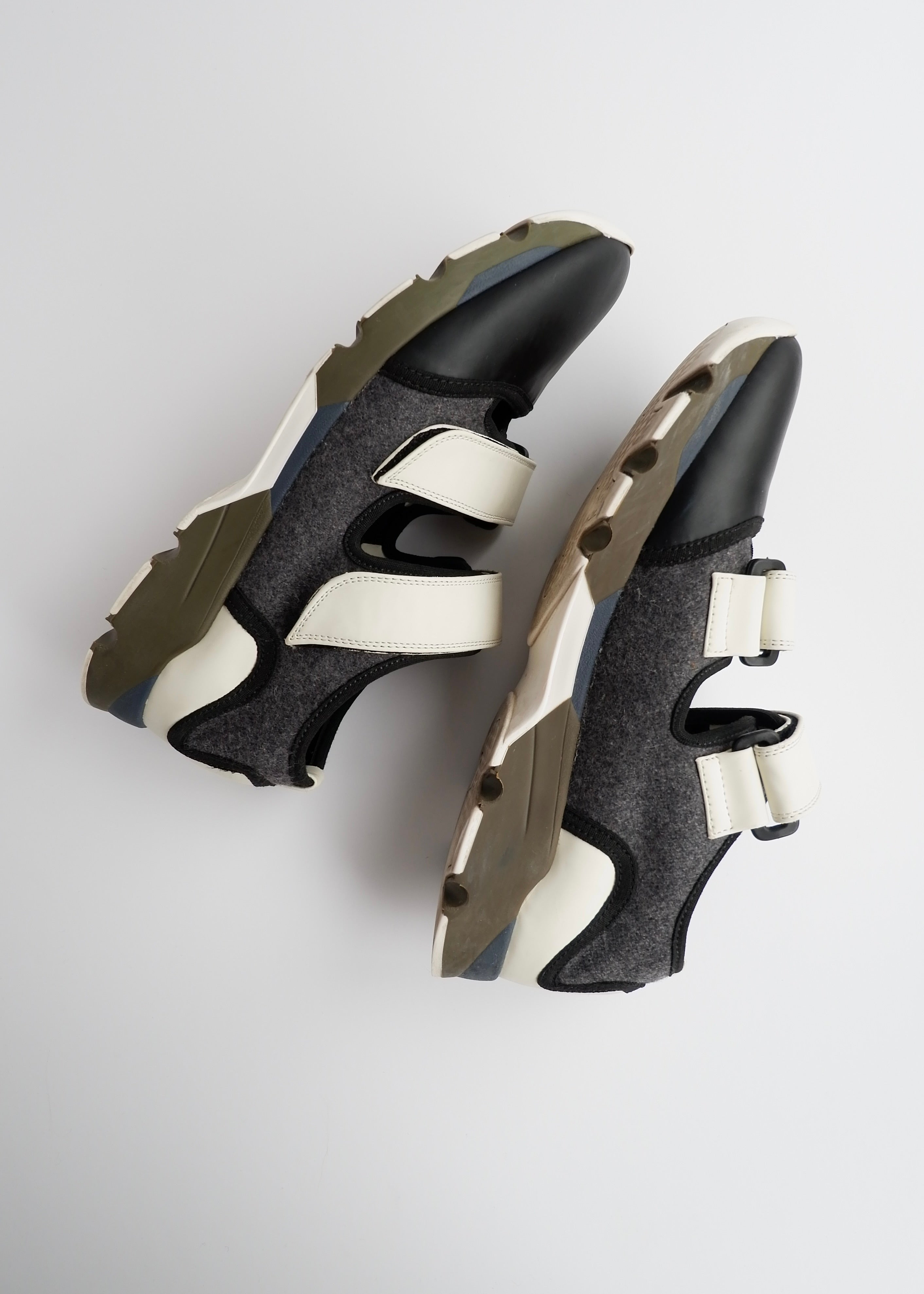 Baskets Velcro Marni Noires/Vertes en Tissu Technique Authentiques d'Occasion - 40