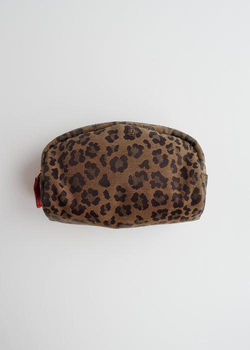 Pochette Fendi authentique d'occasion en toile imprimé animal marron