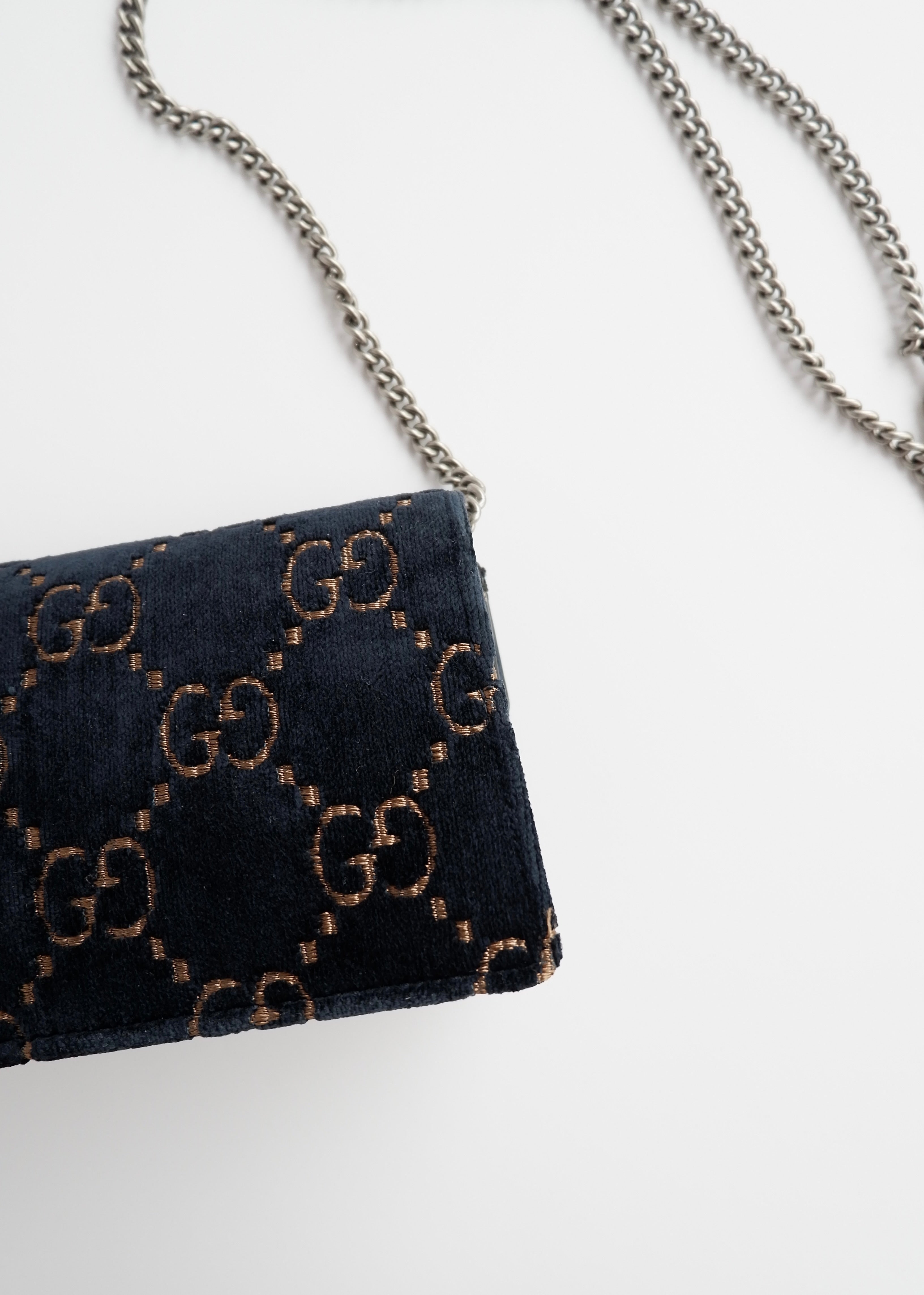 Authentic Preowned Gucci Navy Velvet Super Mini Dionysus Bag