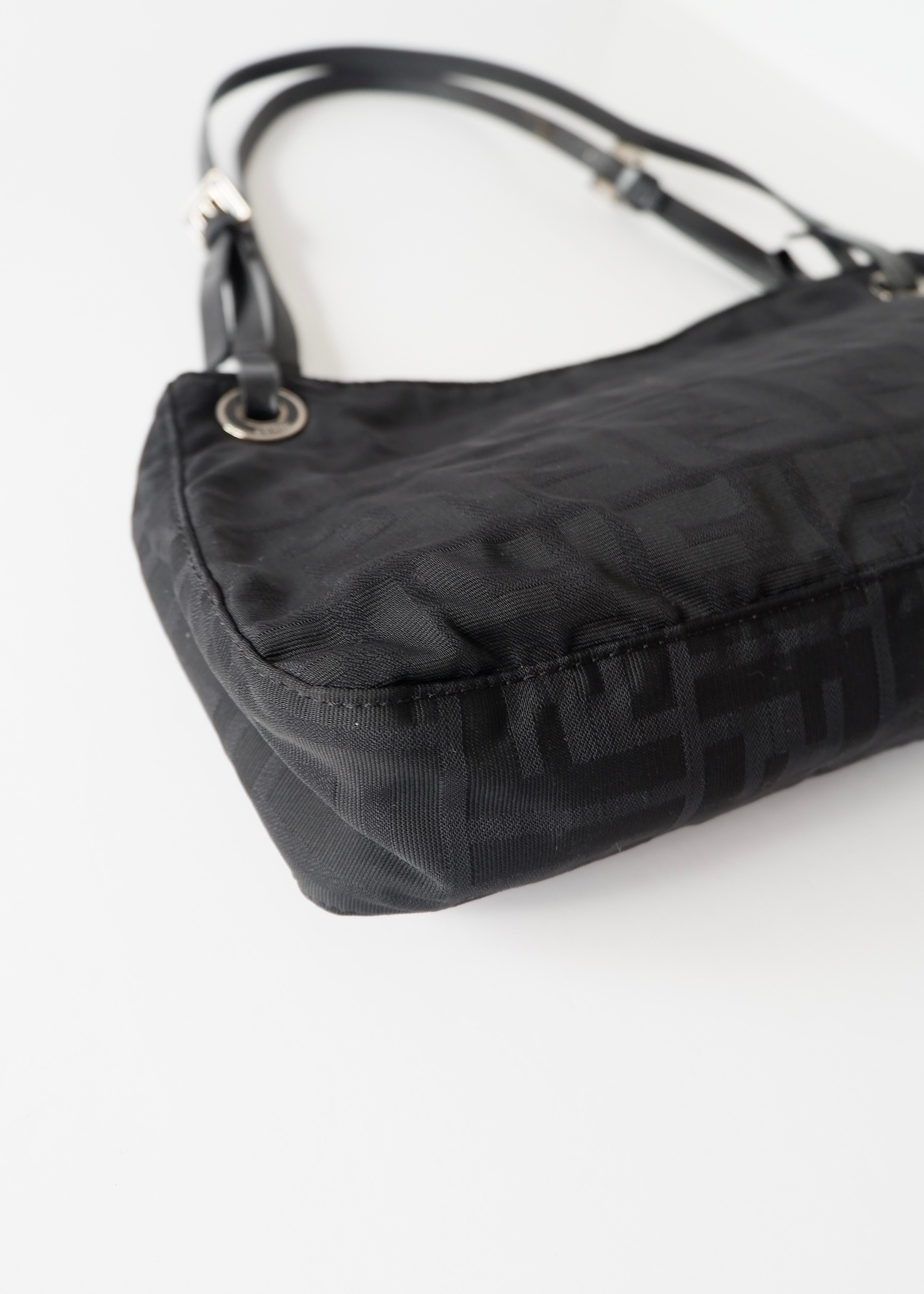 Authentic Preowned Fendi Black Zucca Canvas Shoulder Bag