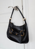 Sac à bandoulière Gucci d'occasion authentique en cuir noir avec mors
