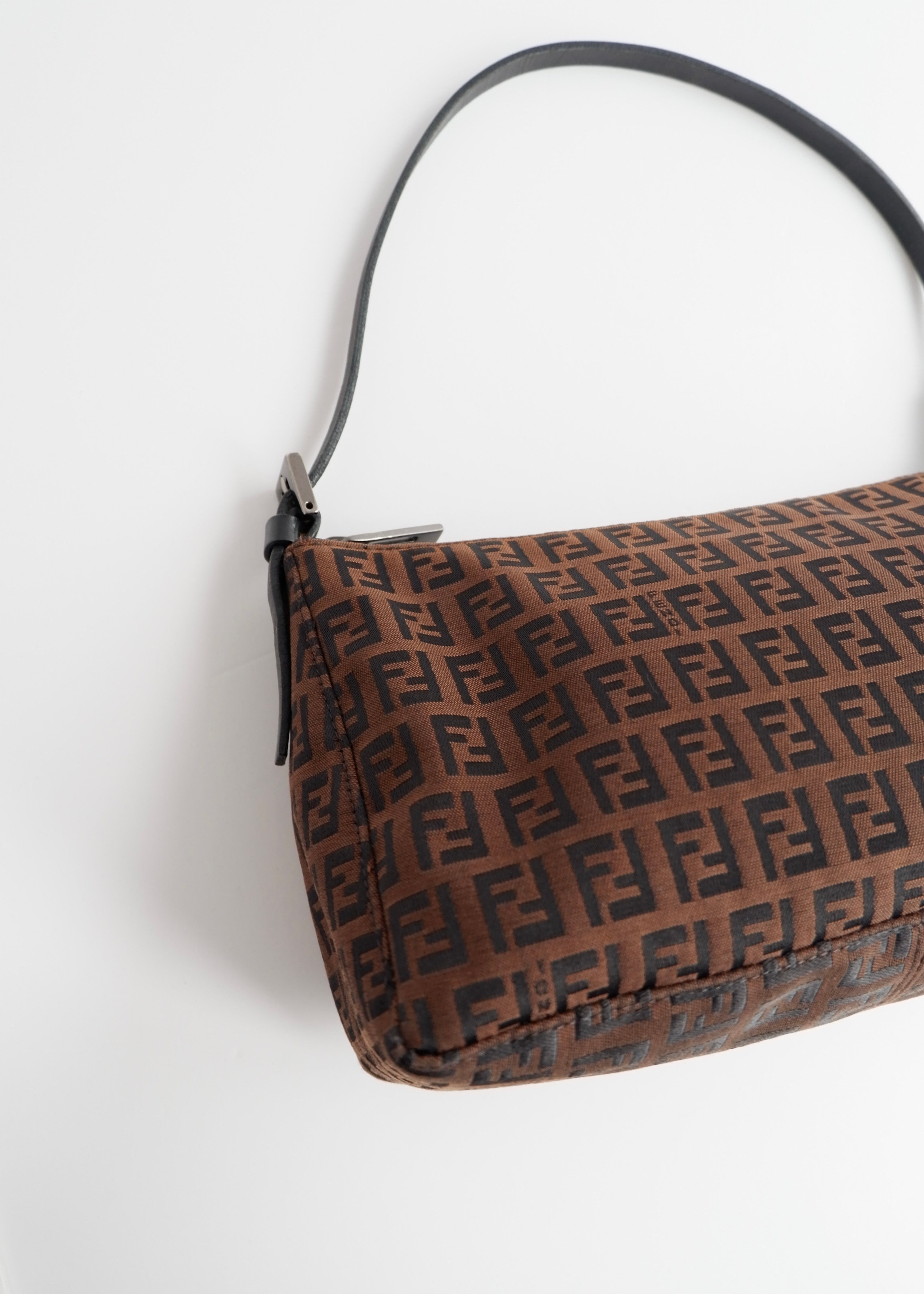 Authentic Preowned Fendi Brown Canvas Zucchino Shoulder Bag