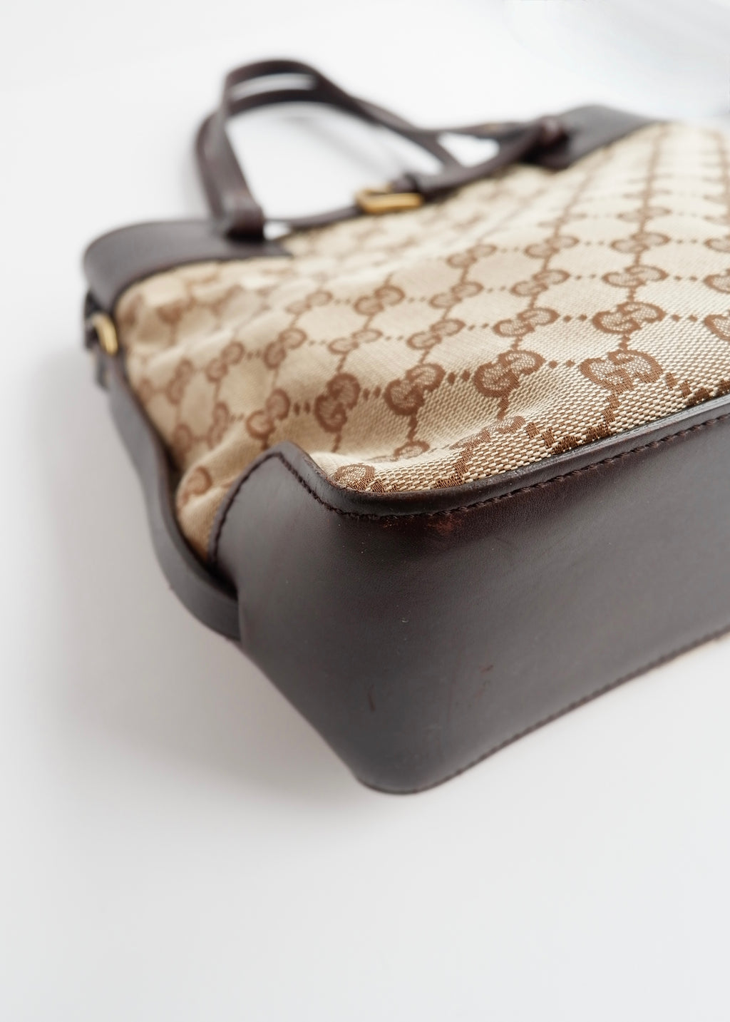 Authentic Preowned Gucci Brown GG Canvas Leather Buckle Shoulder Bag