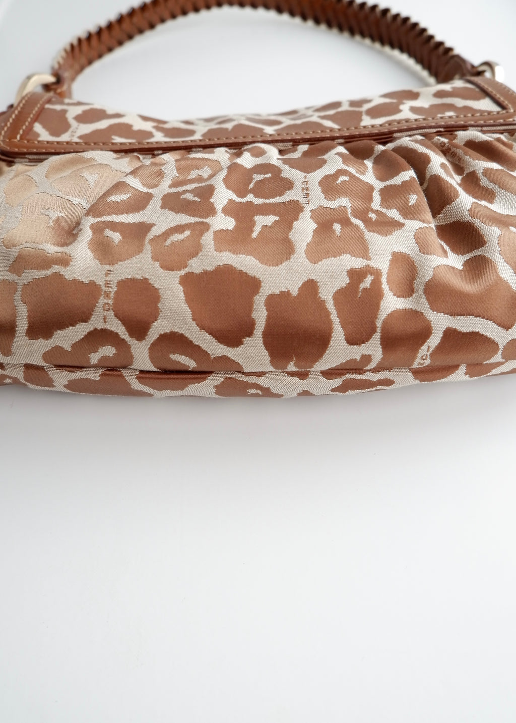 Authentic Preowned Fendi Brown Leopard Fabric Chef Shoulder Bag