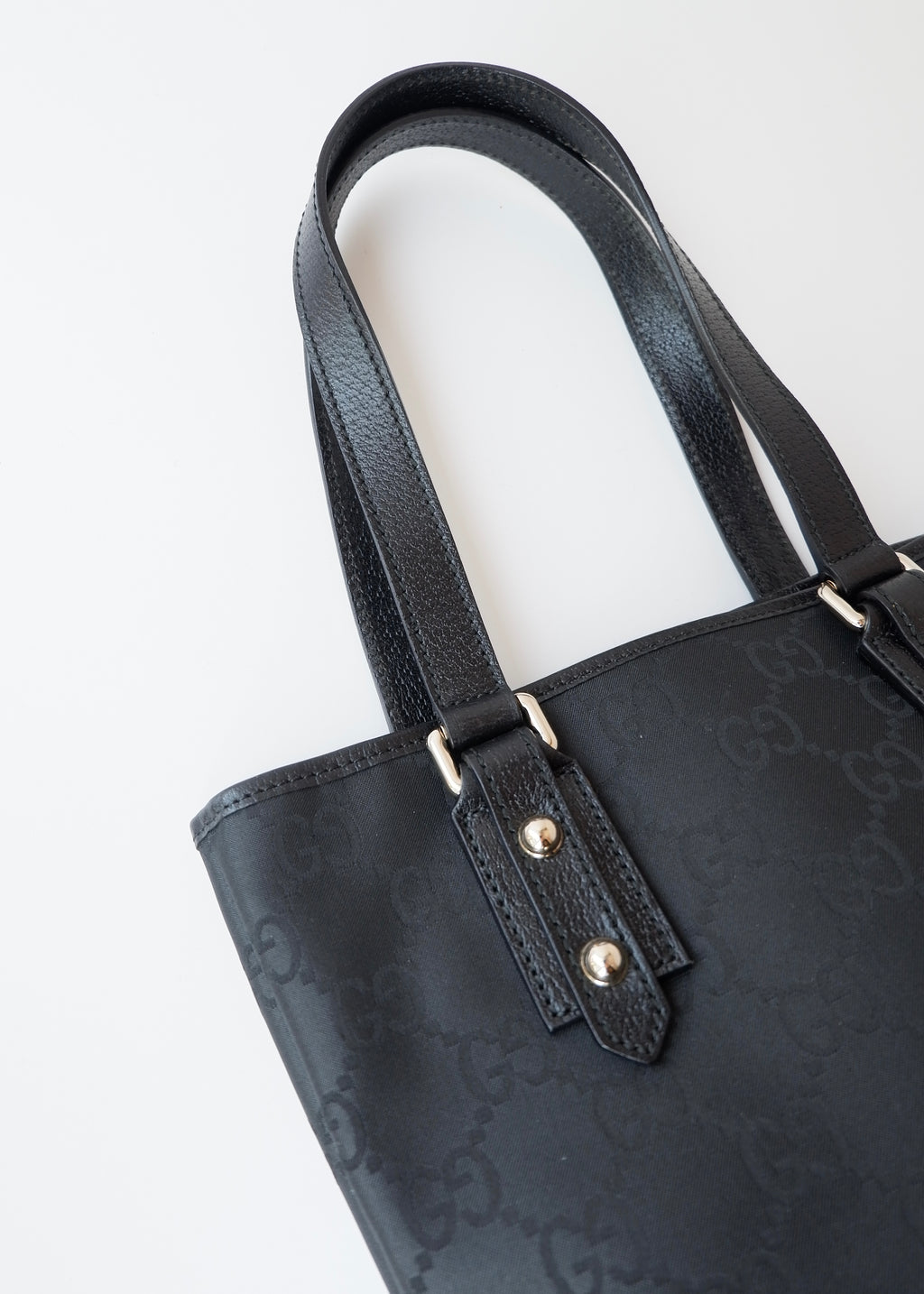 Preowned Gucci Black Large GG Canvas/Leather Shoulder Tote
