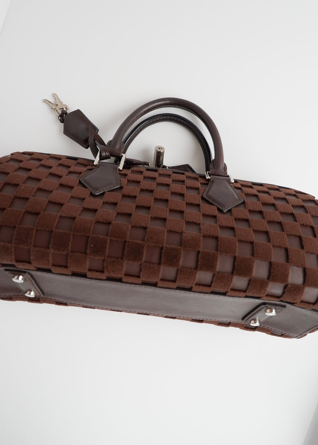 Authentic Preowned Louis Vuitton Damier Cubic Speedy East West Leather Brown Special Edition (Spring 2013) Hand Bag