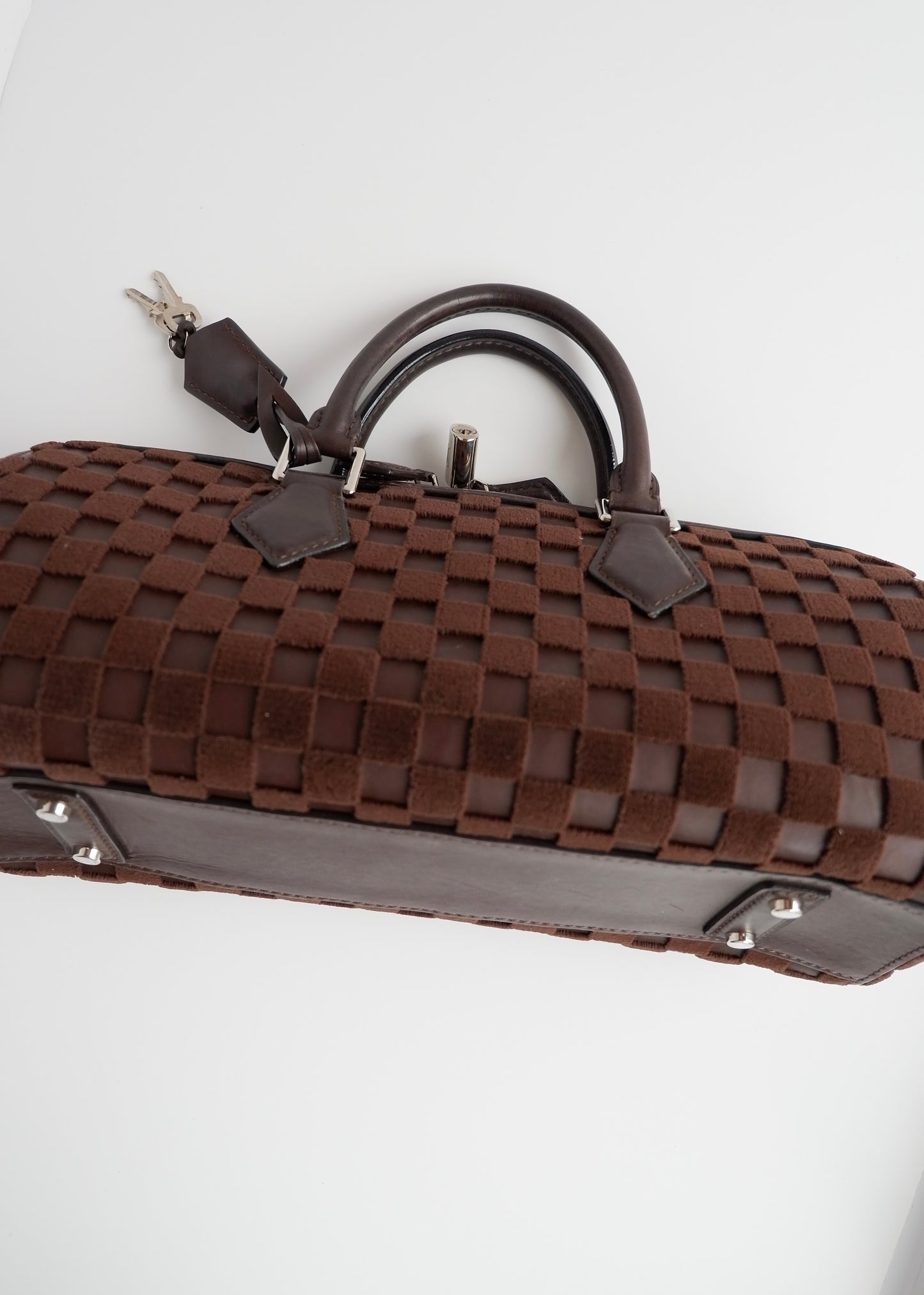 Authentic Preowned Louis Vuitton Damier Cubic Speedy East West Leather Brown Special Edition (Spring 2013) Hand Bag