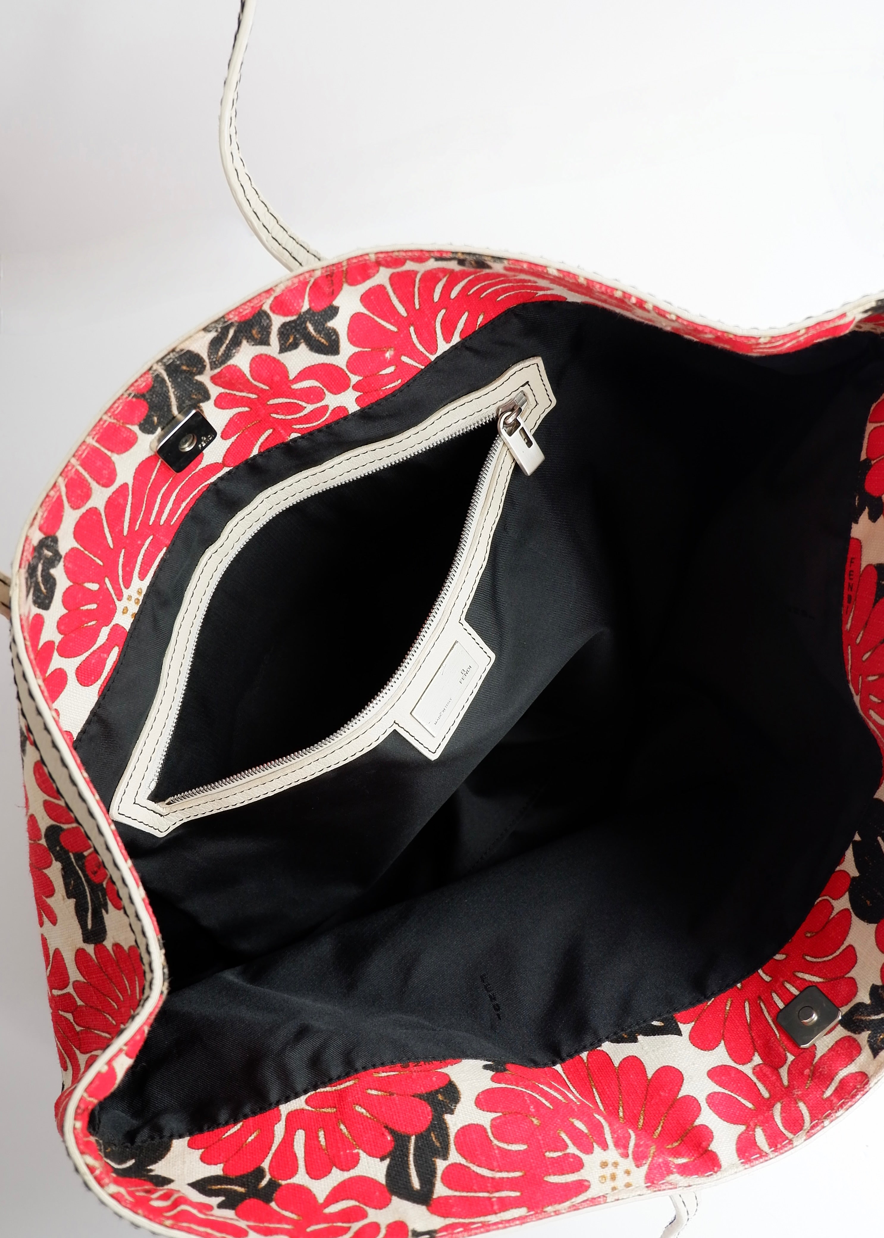 Authentic Preowned Fendi Red Floral Tote Bag