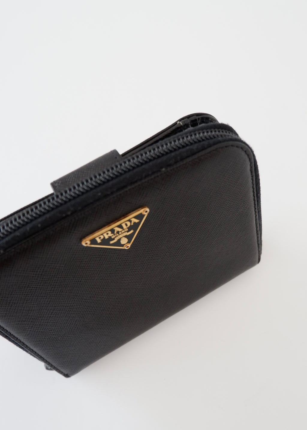 Authentic Preowned Prada Black Saffiano Leather Compact Zip Around Wallet