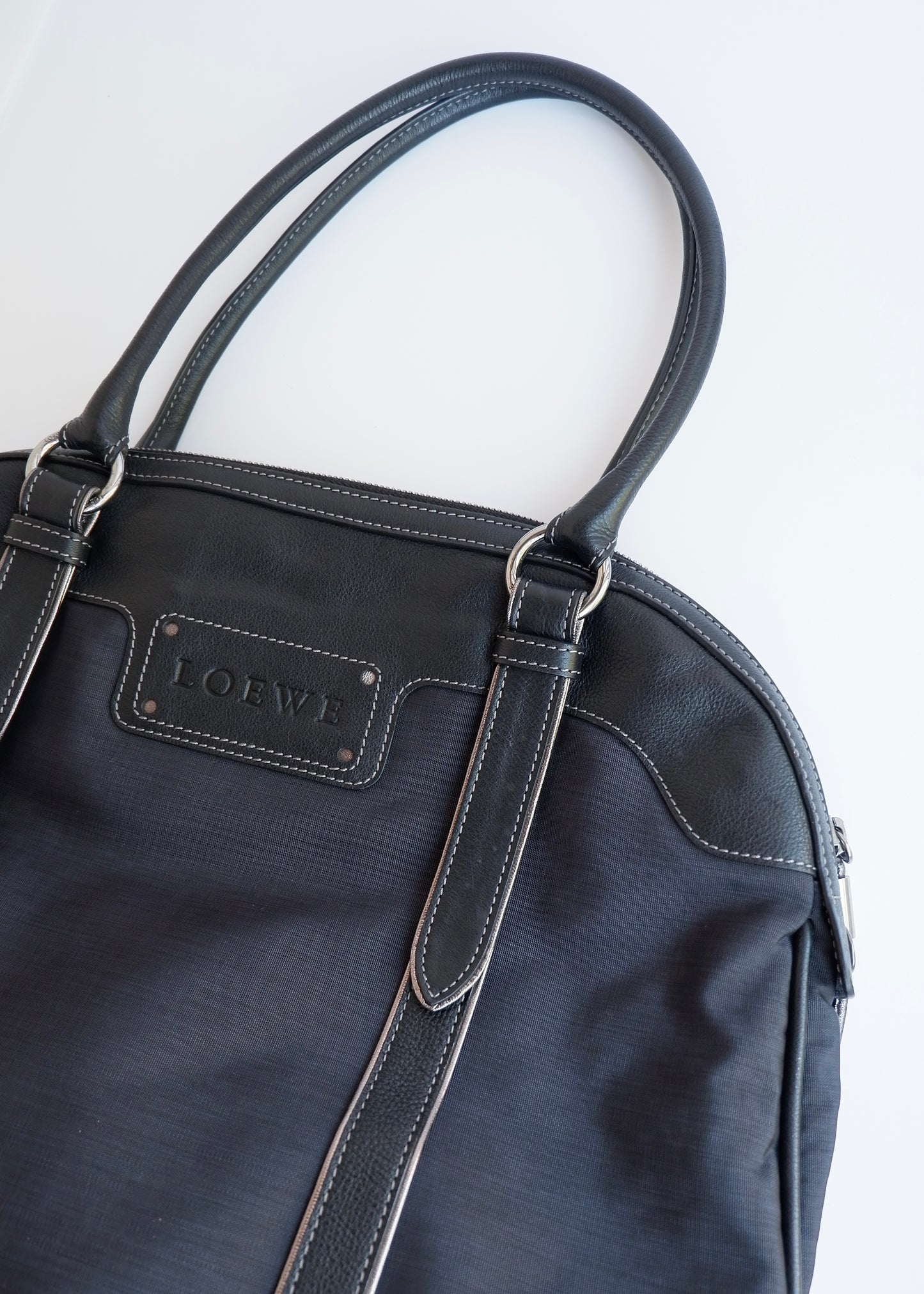 Authentic Preowned Loewe Navy/Black Nylon/Leather Shoulder Tote