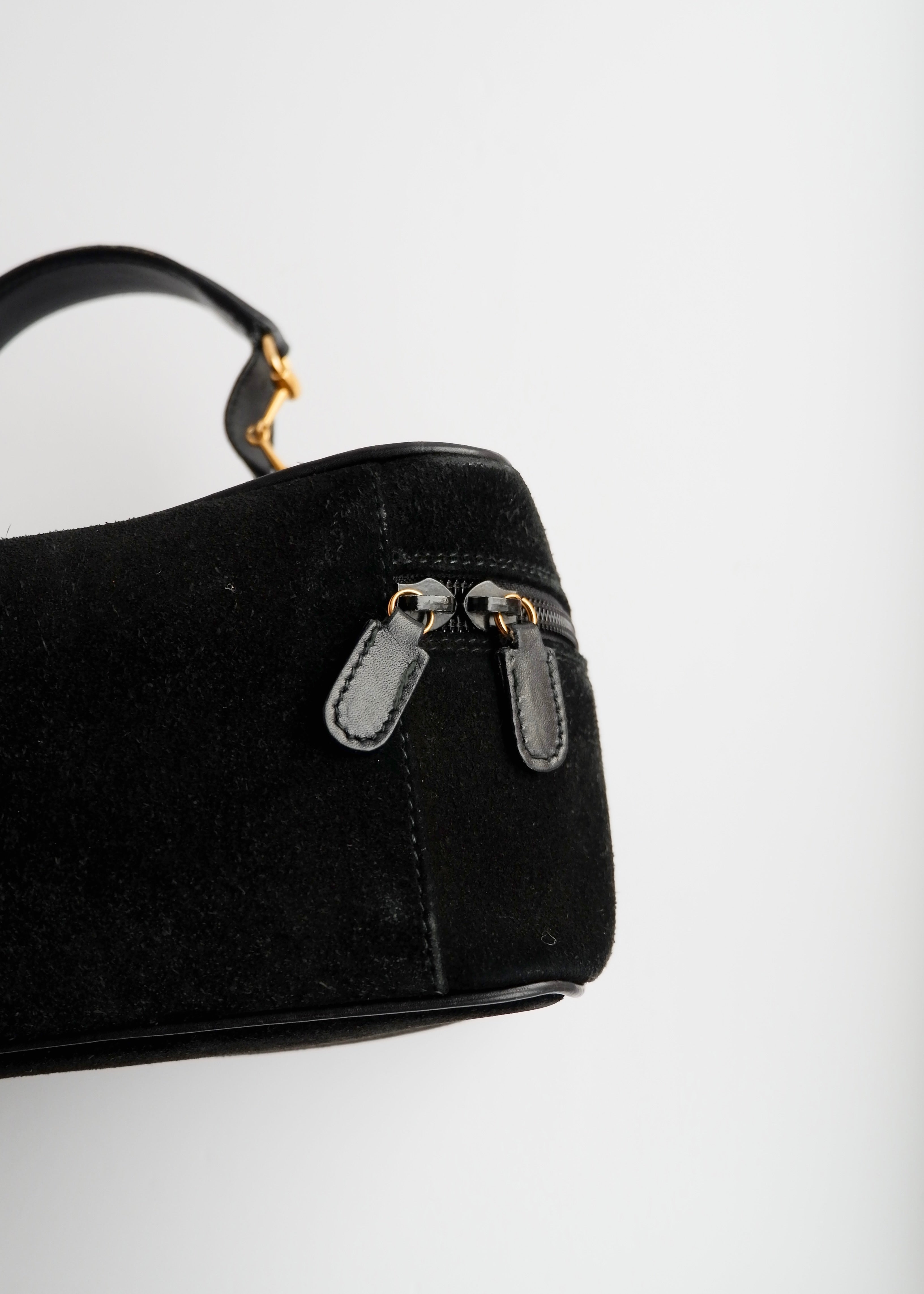 Authentic Preowned Vintage Gucci Black Suede Vanity Bag